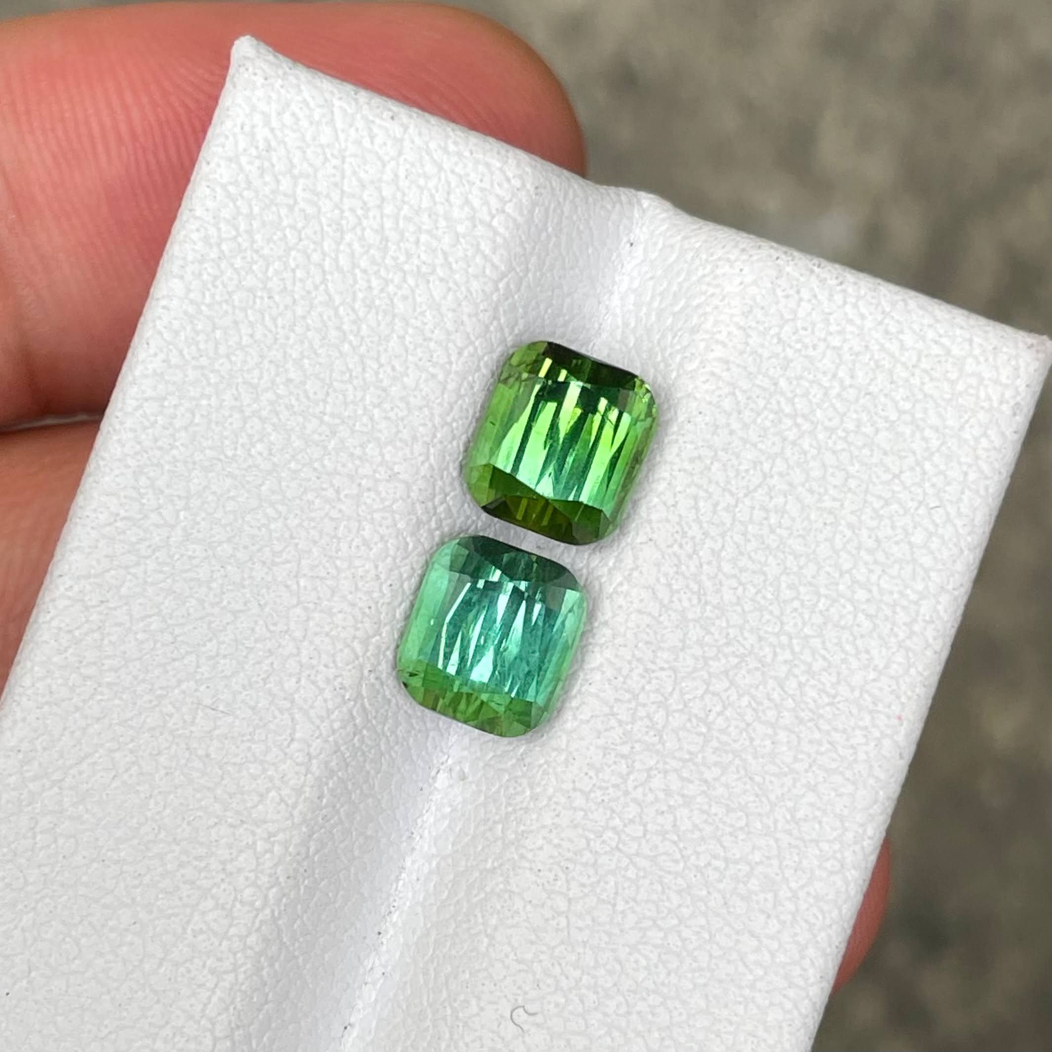 3.96 carat Green Tourmaline Stone Pair