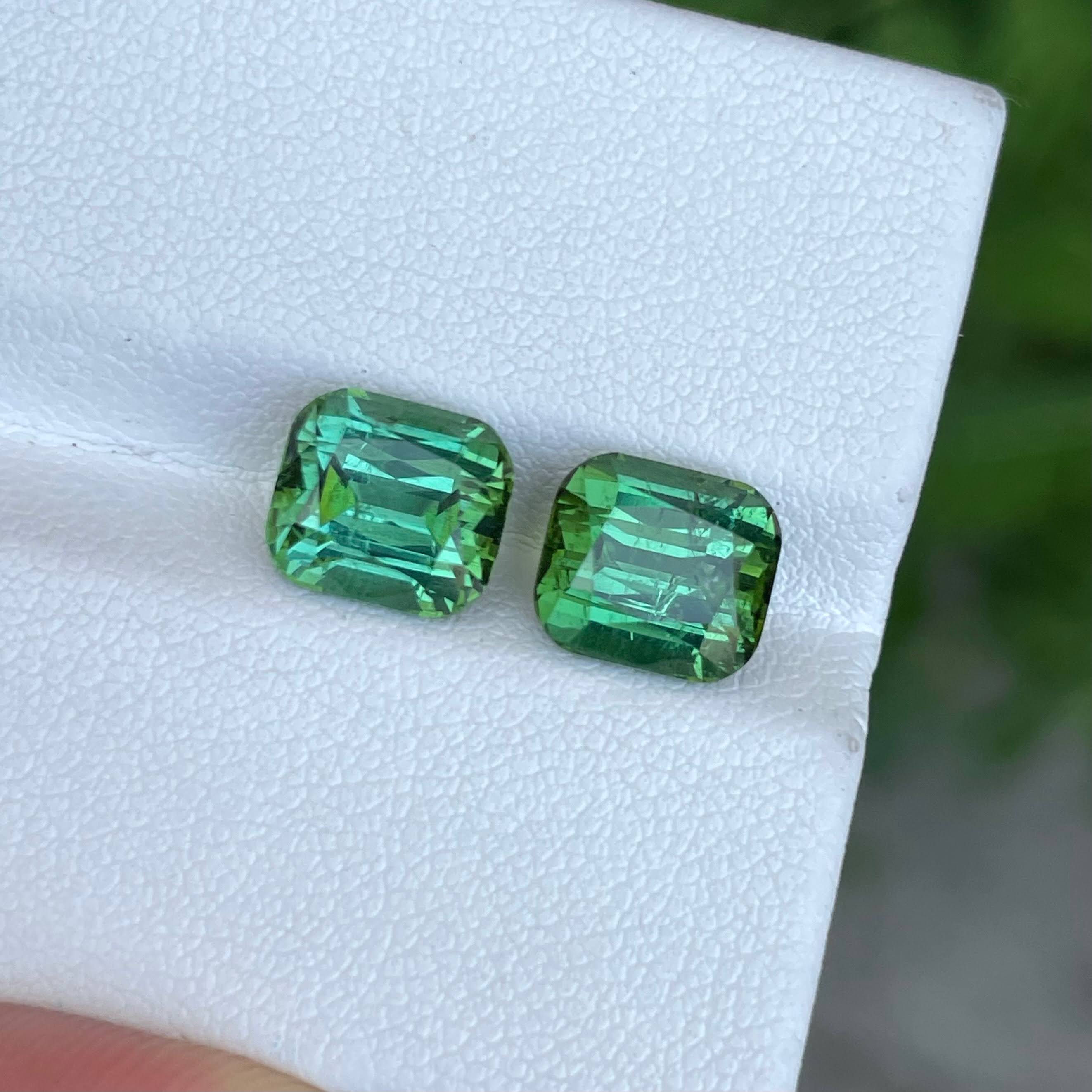 6.46 Carat Mint Green Tourmaline Pair