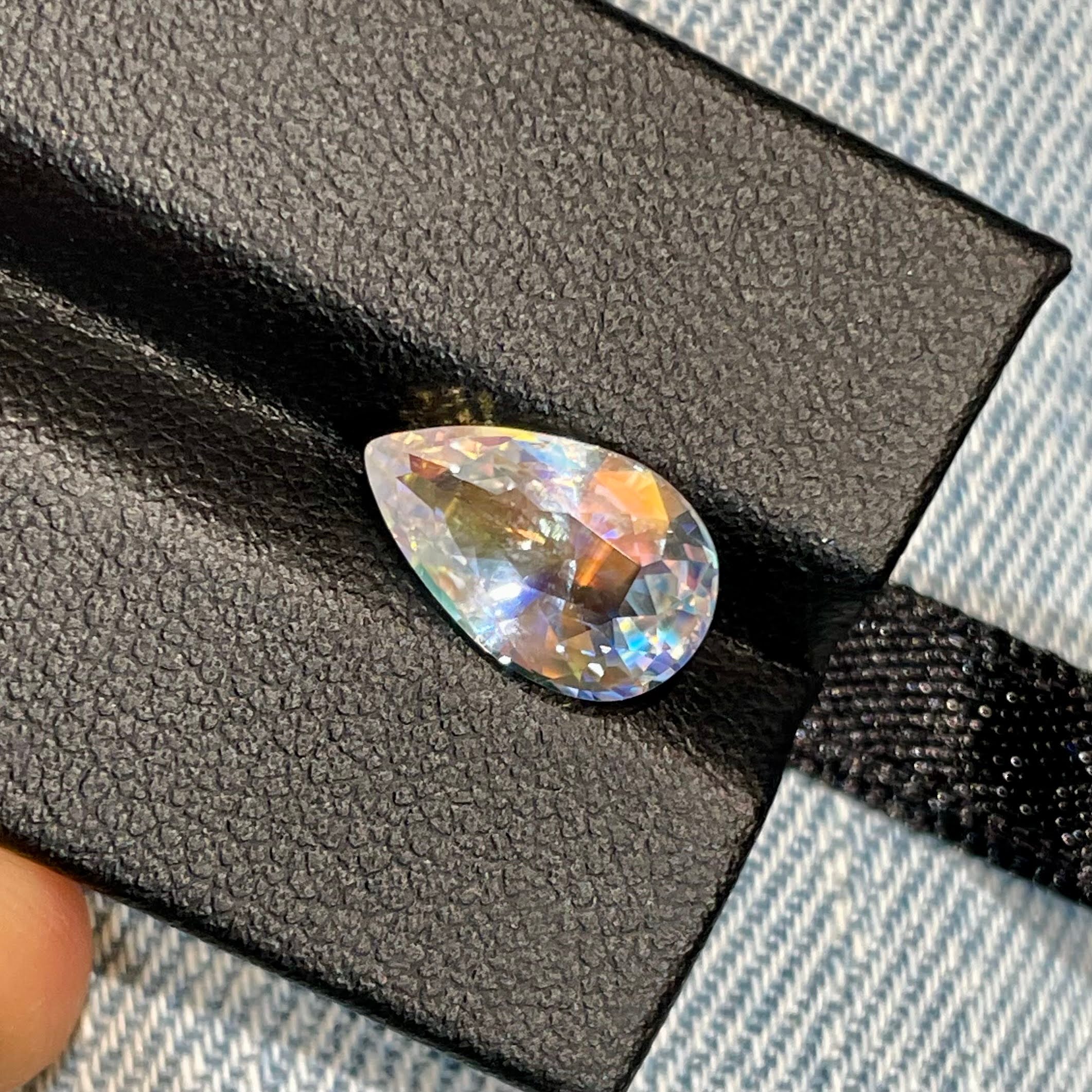 2.86 Carats Rainbow Moonstone Pear Cut