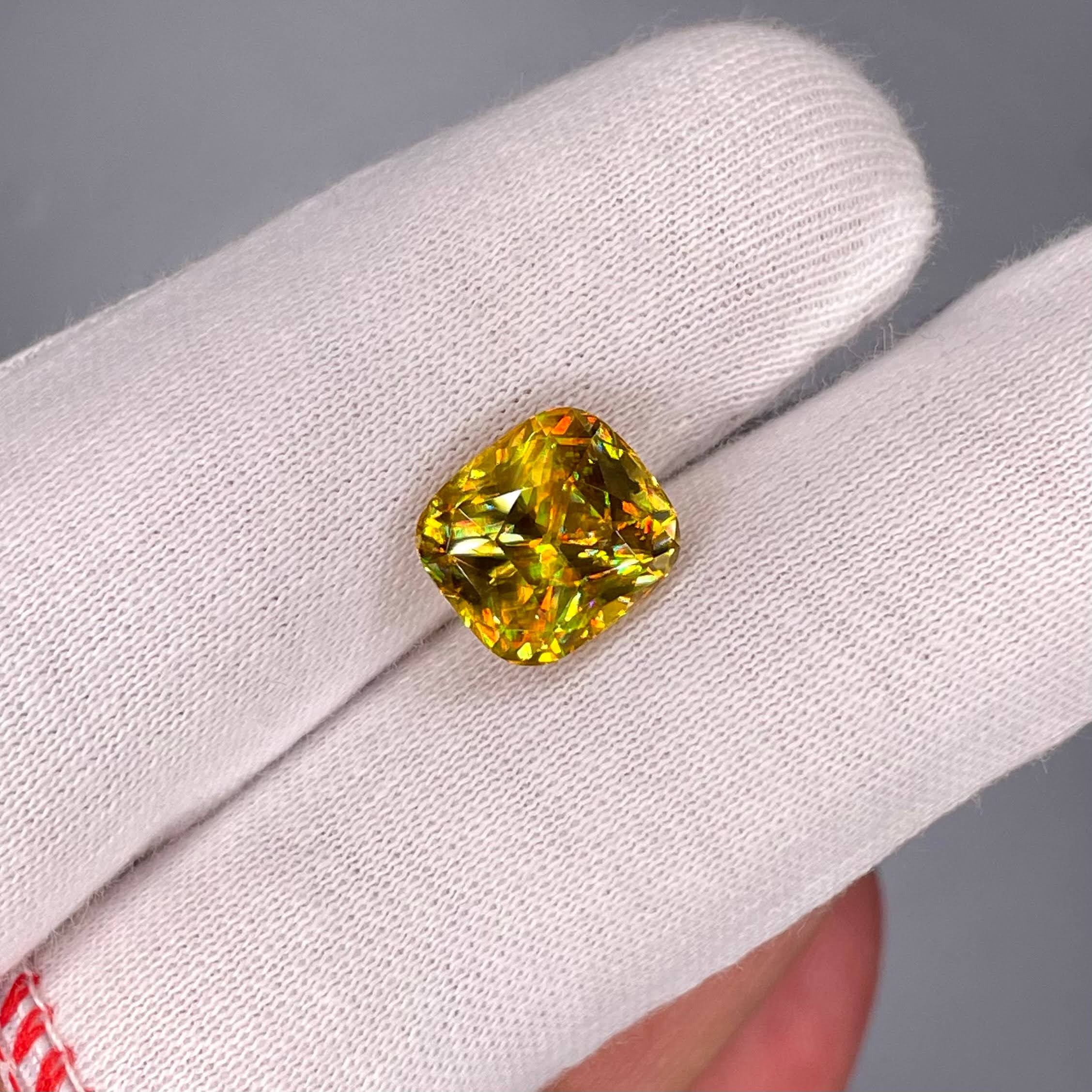 6.15 carats Fine Quality Sphene Stone Fancy Cushion Cut Madagascar's Gemstone