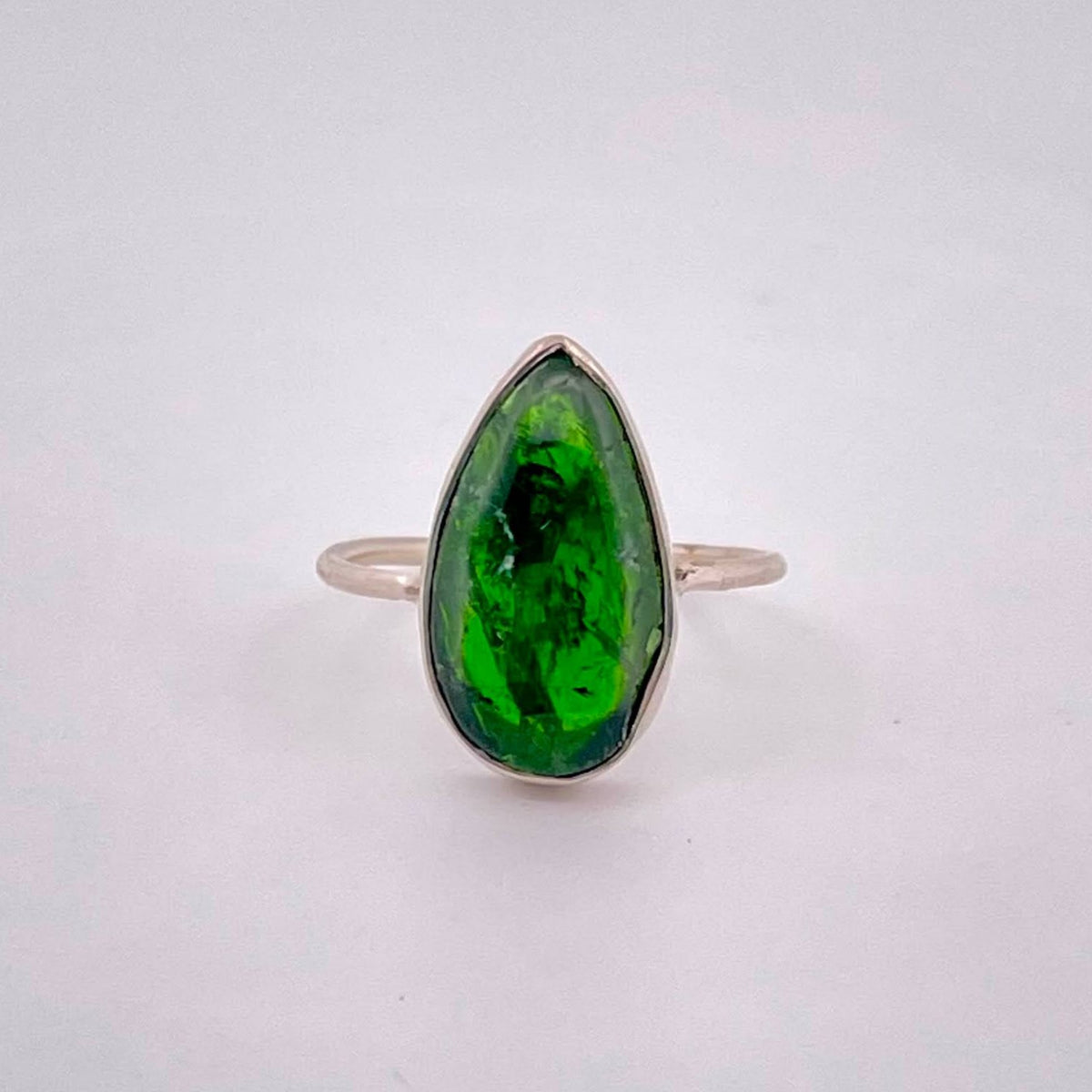 Handmade Green Diopside Silver Ring