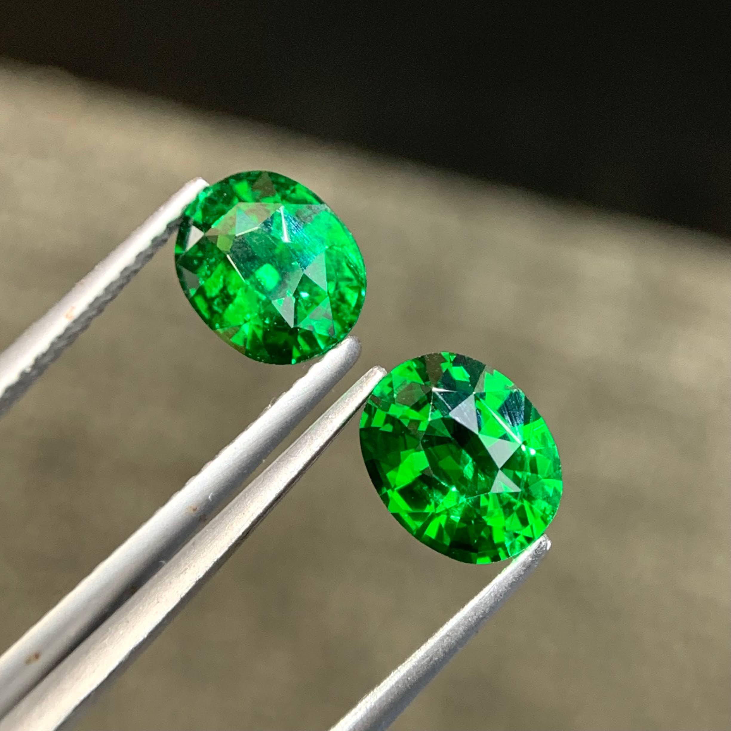 3.48ct Tsavorite Garnet Pair Oval Cut