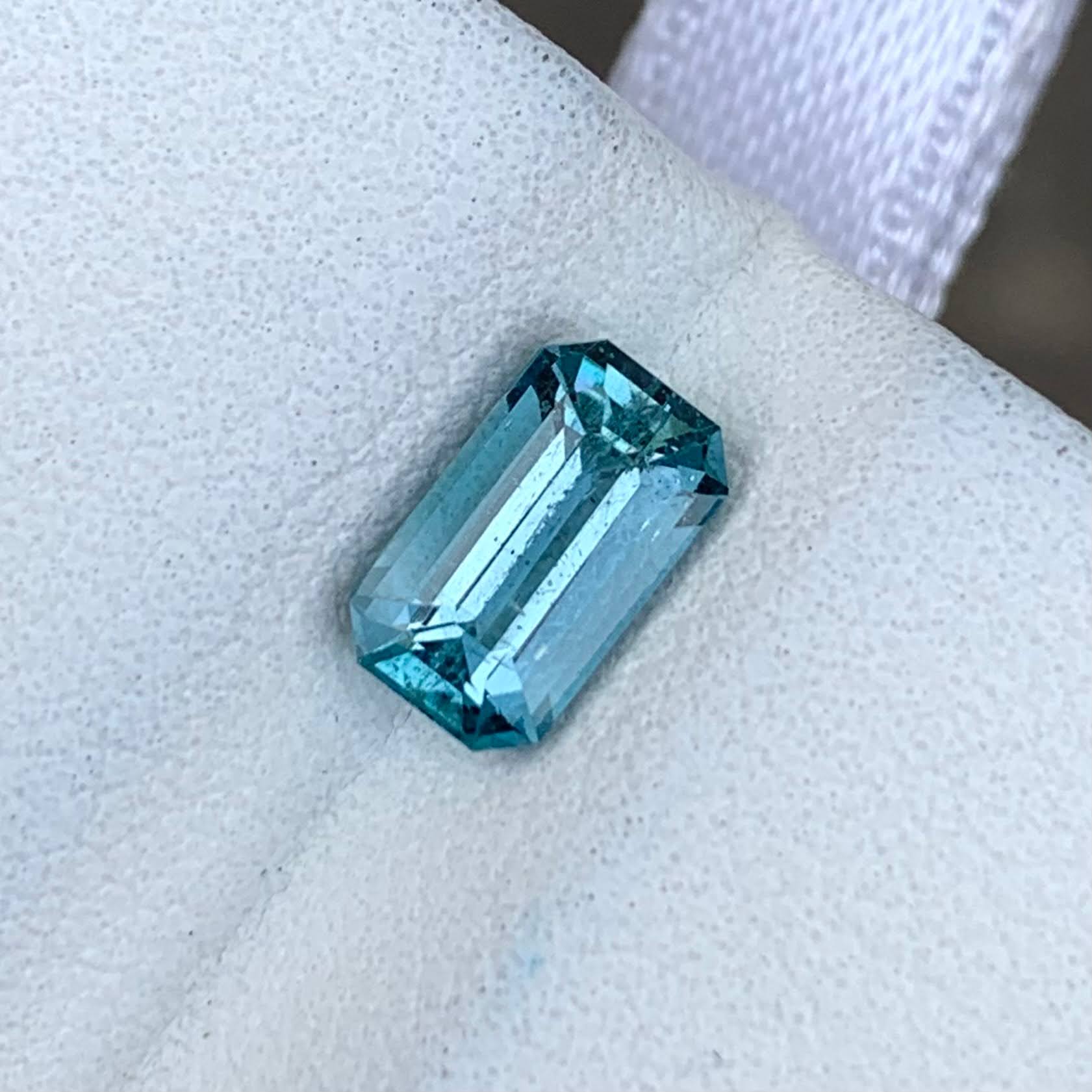 0.97 Ct Intense Blue Aquamarine Emerald Cut