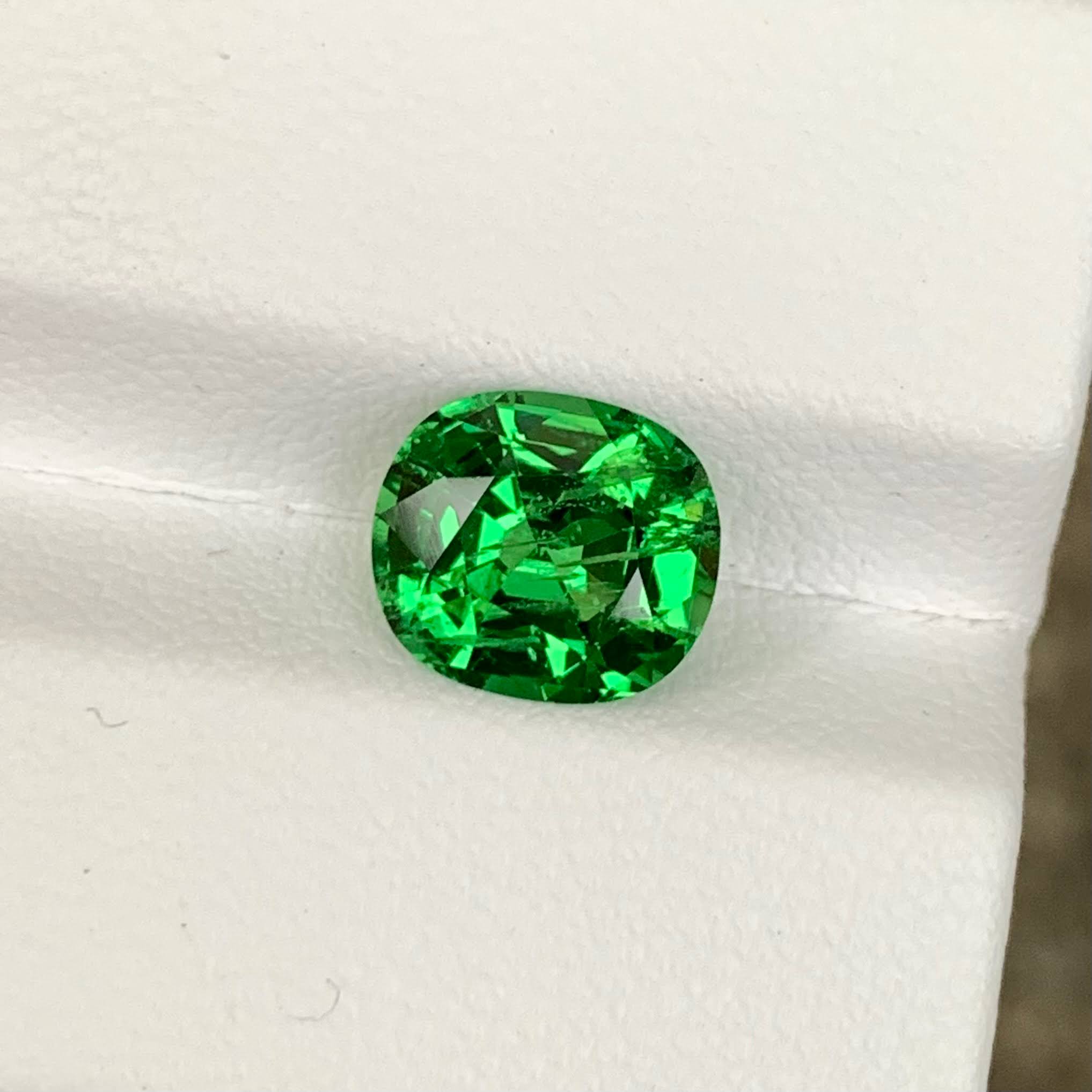 2.82 Carats Verdant Green Tsavorite Garnet Cushion Cut from Tanzania