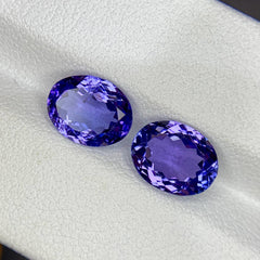 4.36ct Blue Tanzanite Pair Oval Cut