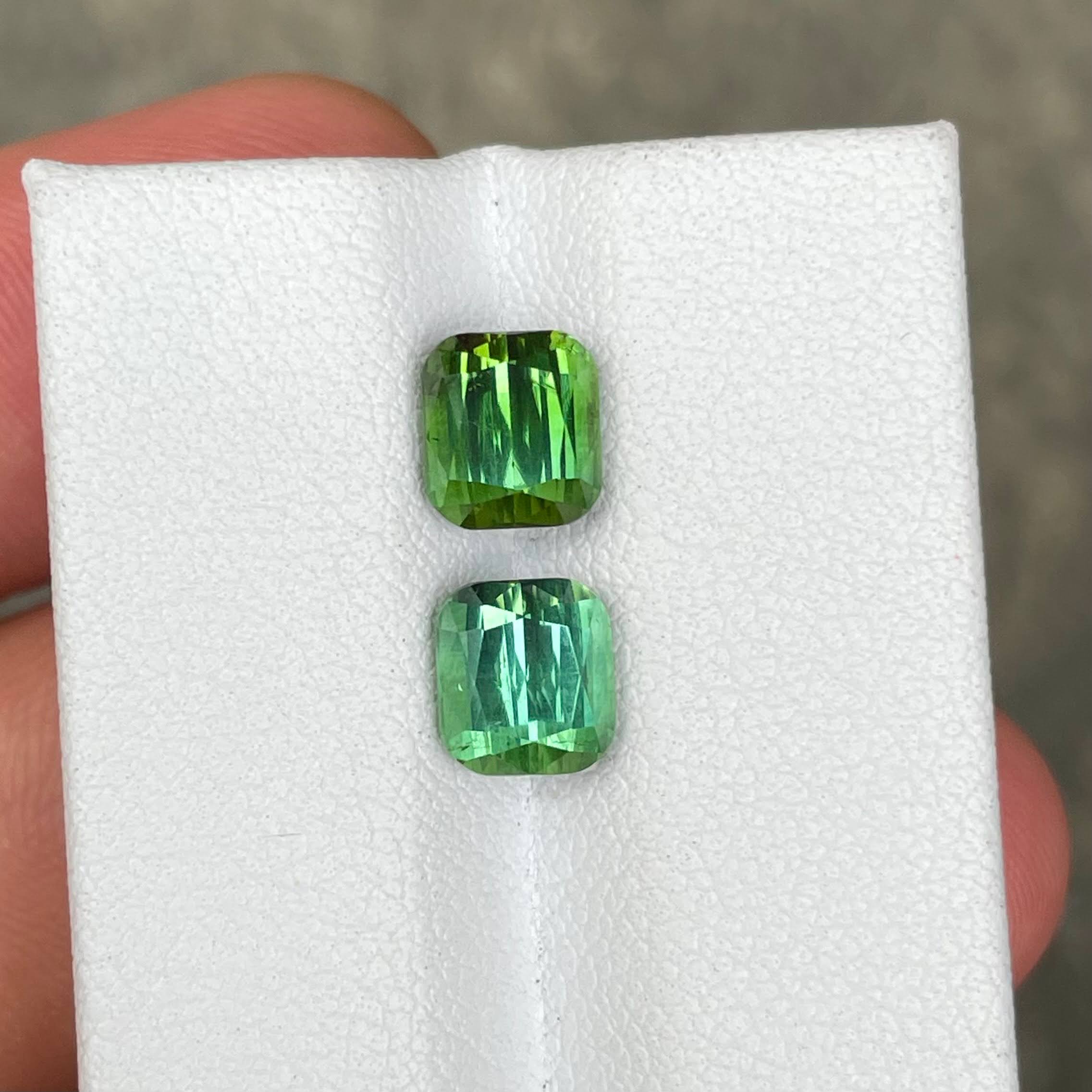 3.96 carat Green Tourmaline Stone Pair