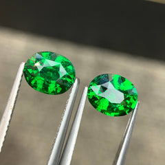 3.48ct Tsavorite Garnet Pair Oval Cut