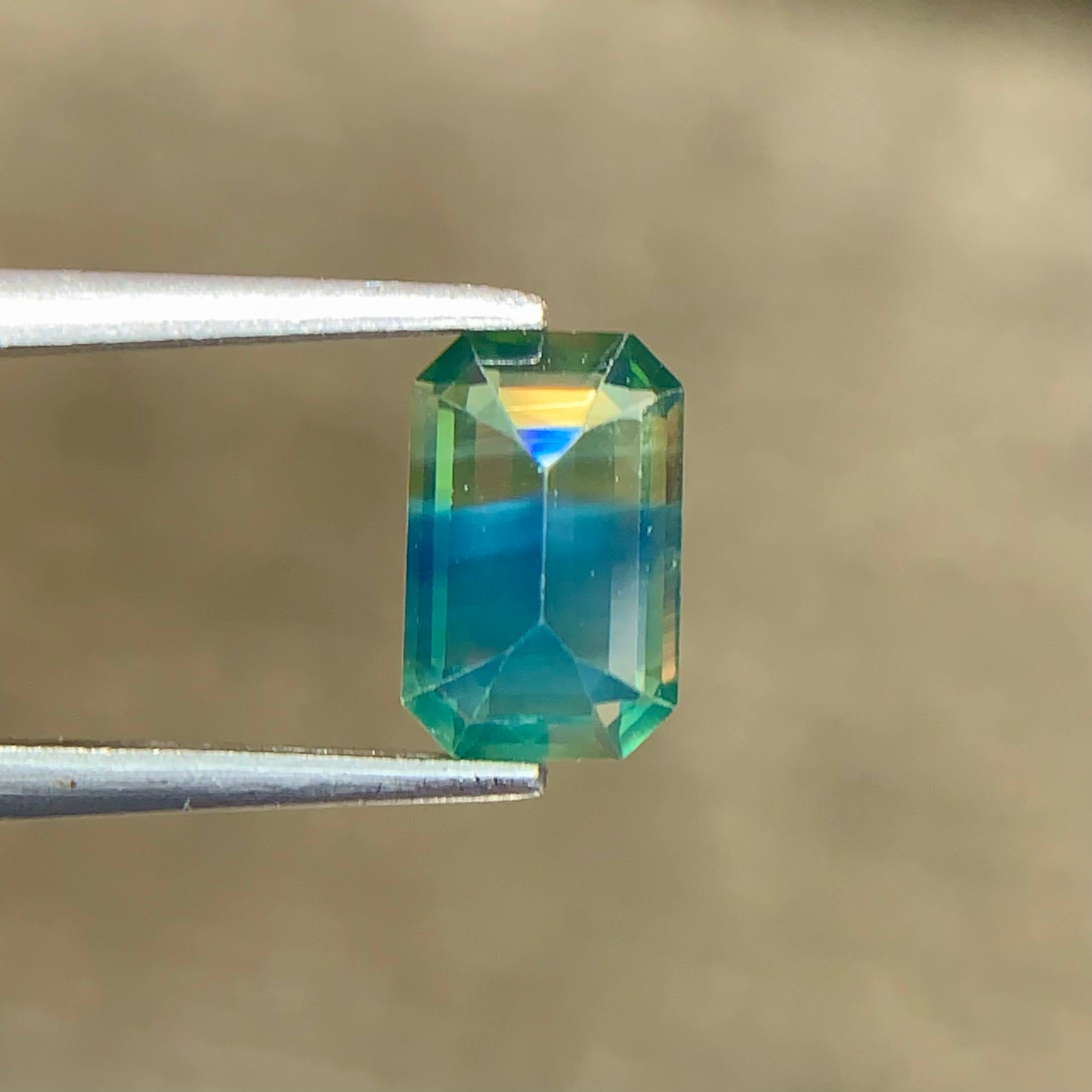 1.21Ct Teal Sapphire Emerald Cut