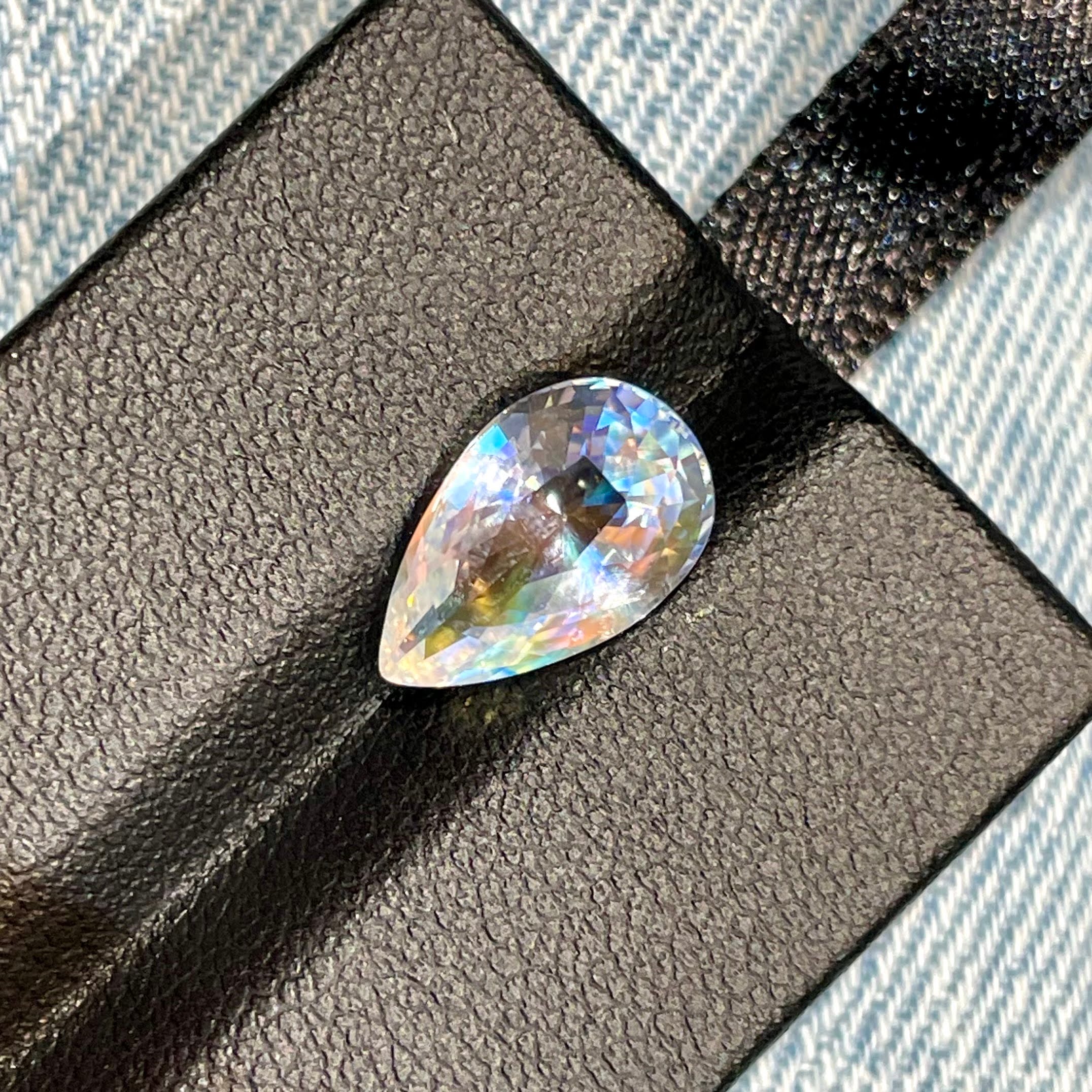 2.86 Carats Rainbow Moonstone Pear Cut