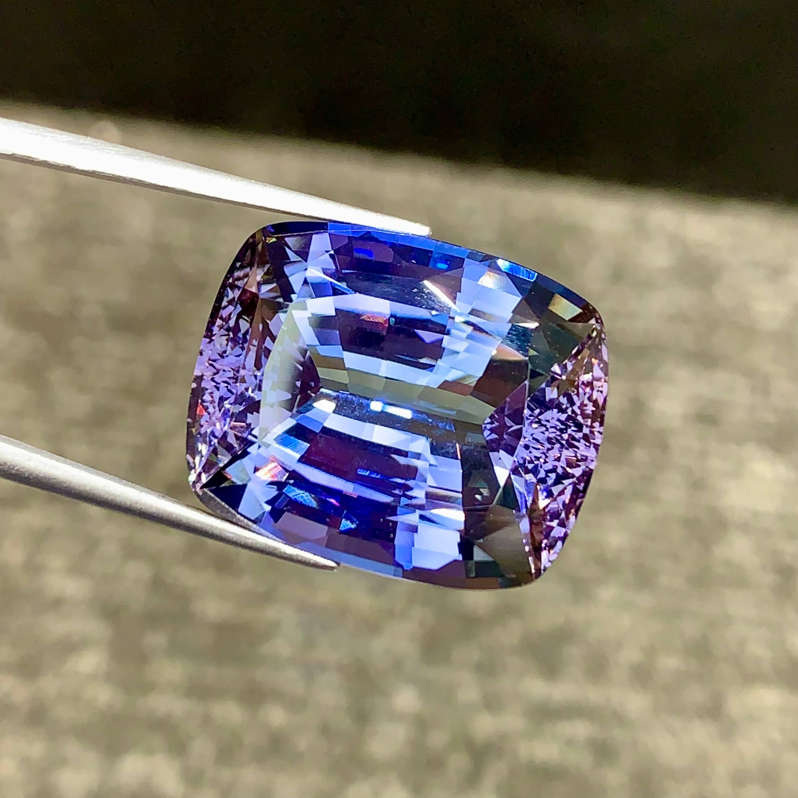 42.47Ct No Heat Tanzanite Cushion Cut
