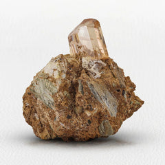 Brown Topaz Crystal on Calcite Matrix