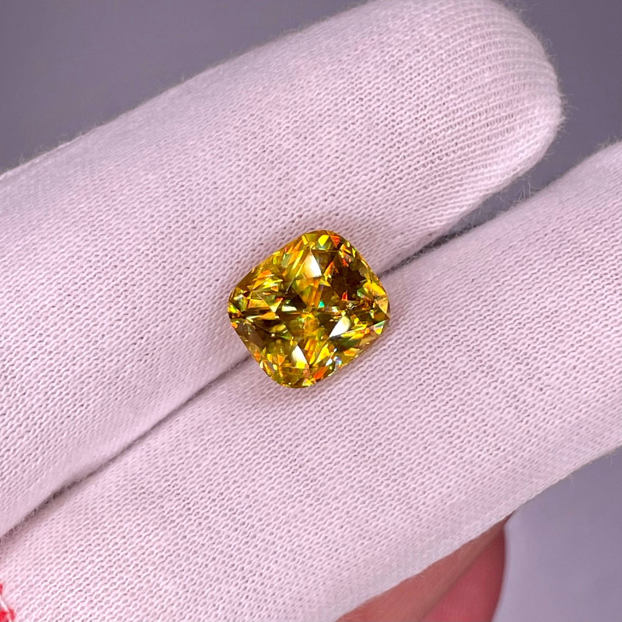 6.15 carats Fine Quality Sphene Stone Fancy Cushion Cut Madagascar's Gemstone