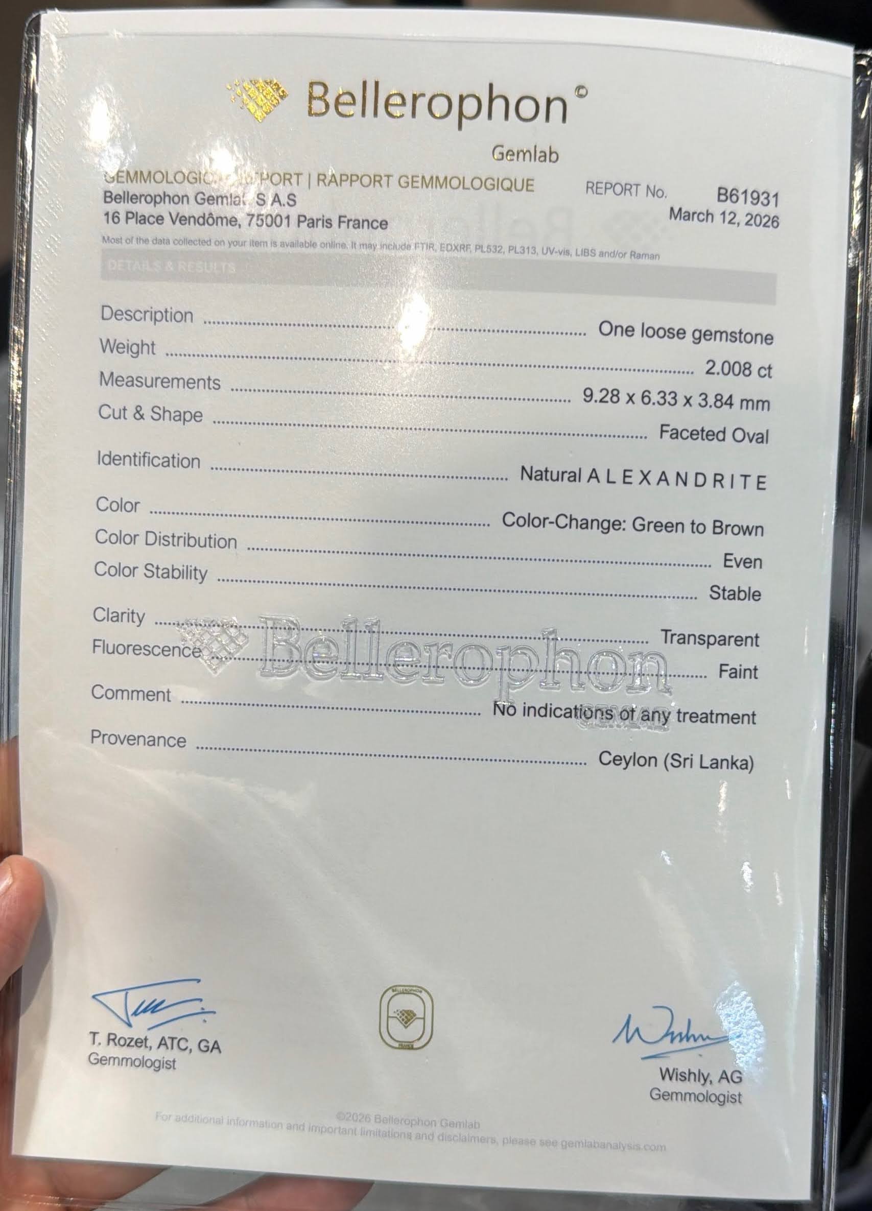 2.00ct Certified Alexandrite Oval Cut