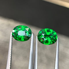 3.48ct Tsavorite Garnet Pair Oval Cut