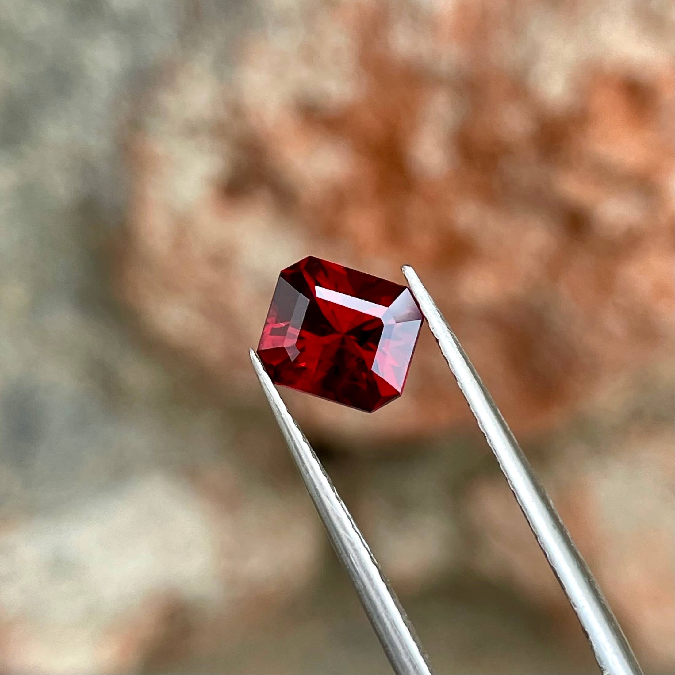 1.95 Carats Red Garnet Emerald Stone