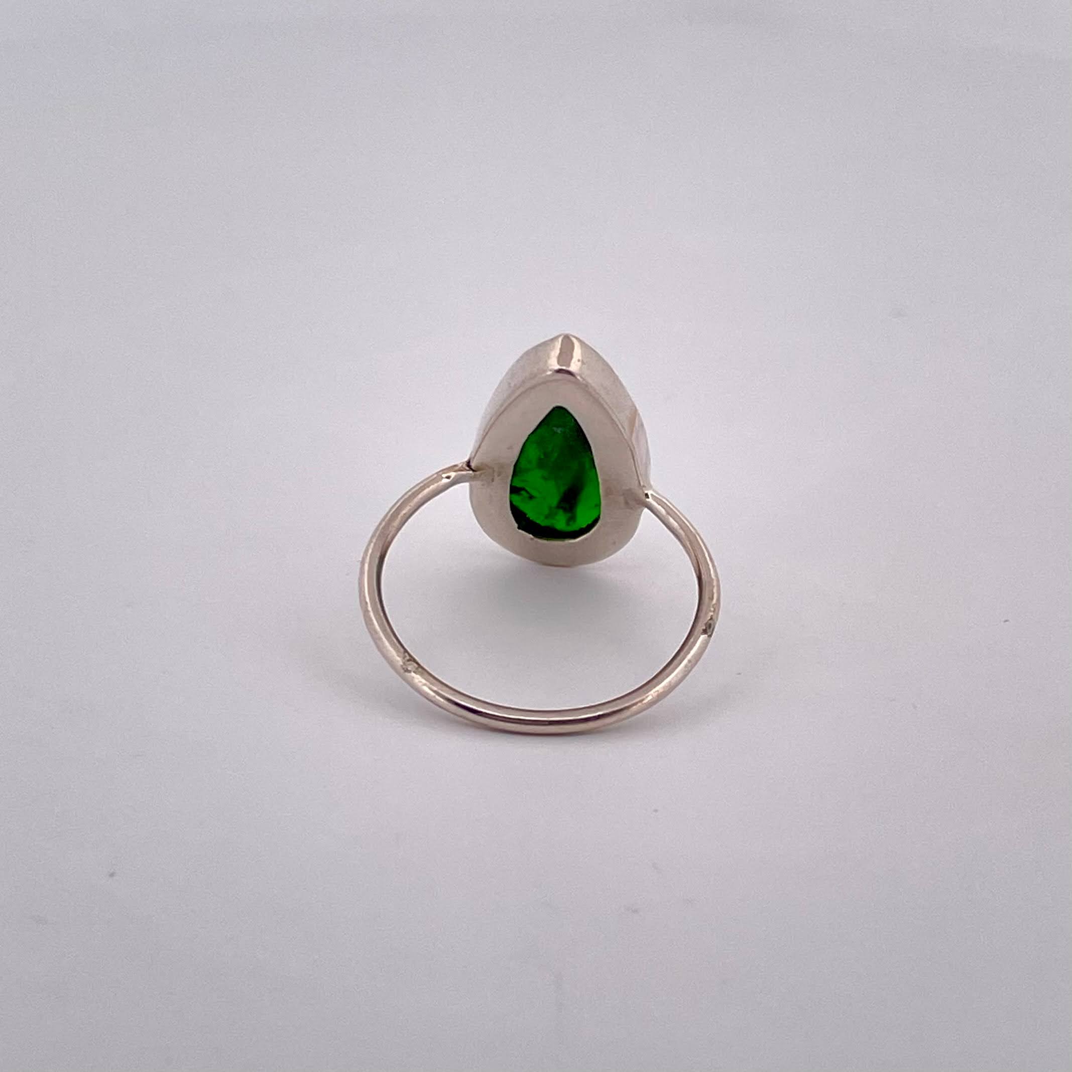 Handmade Green Diopside Silver Ring