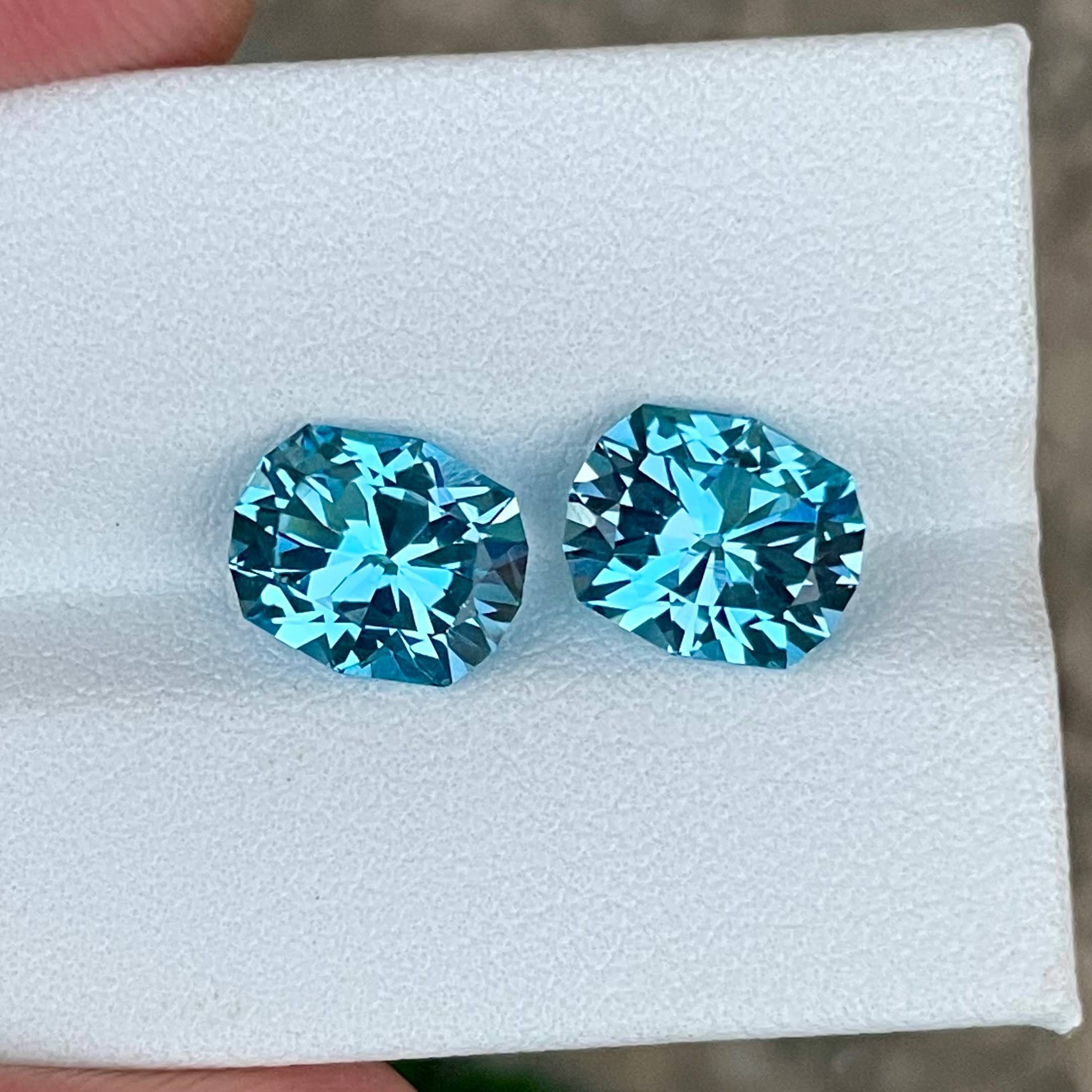 5.75 Carats Swiss Blue Topaz Pair