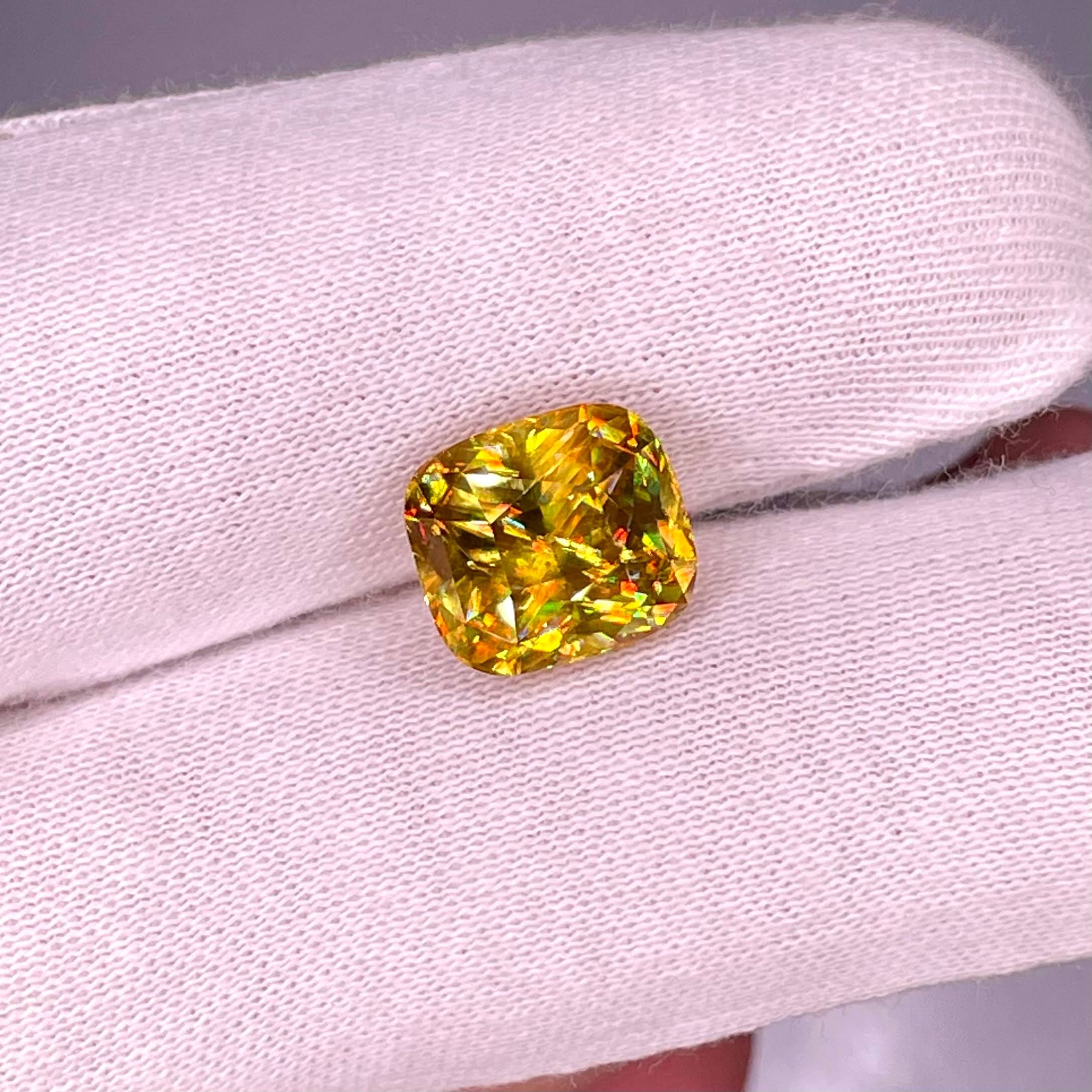 6.15 carats Fine Quality Sphene Stone Fancy Cushion Cut Madagascar's Gemstone