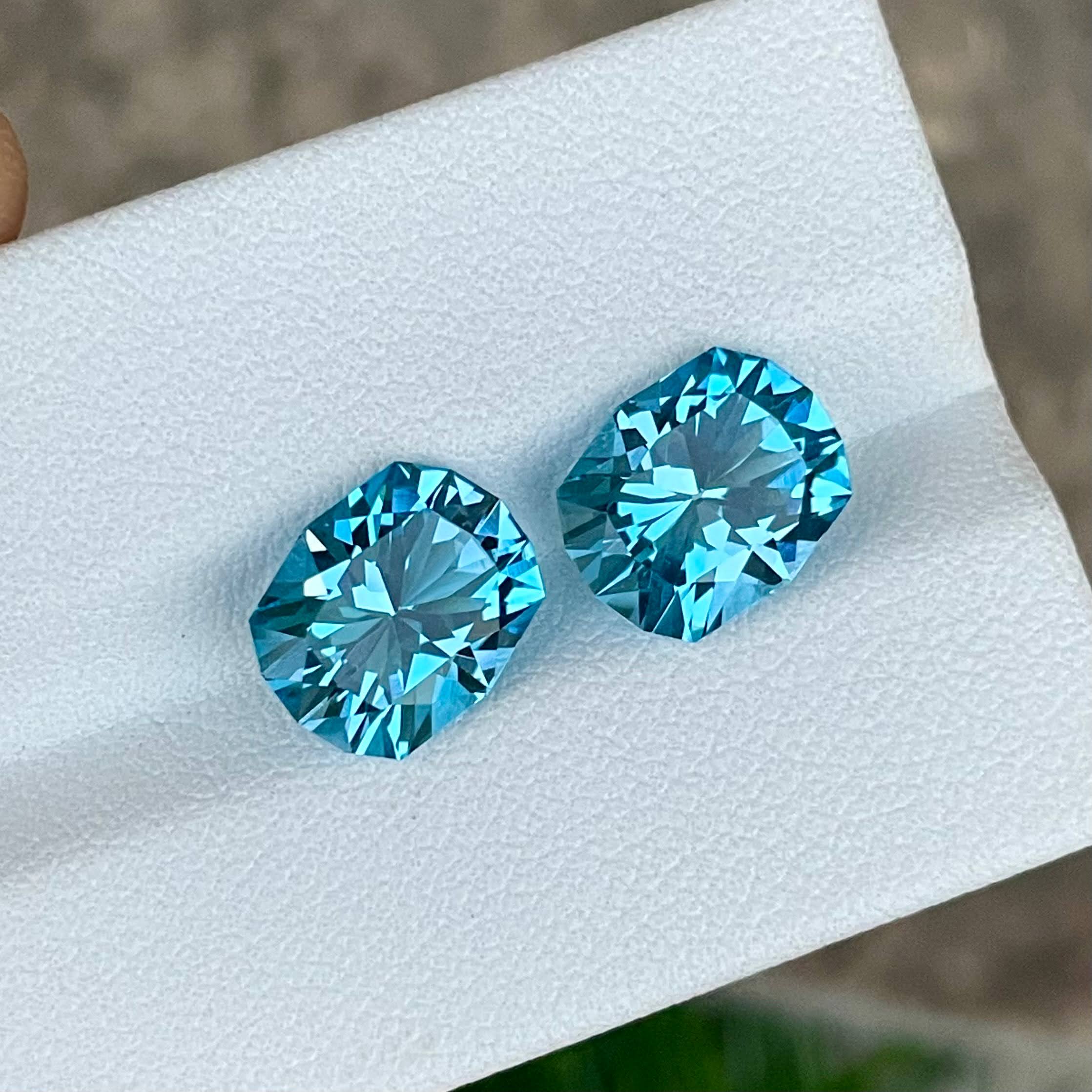 6.65 Carats Swiss Blue Topaz Pair