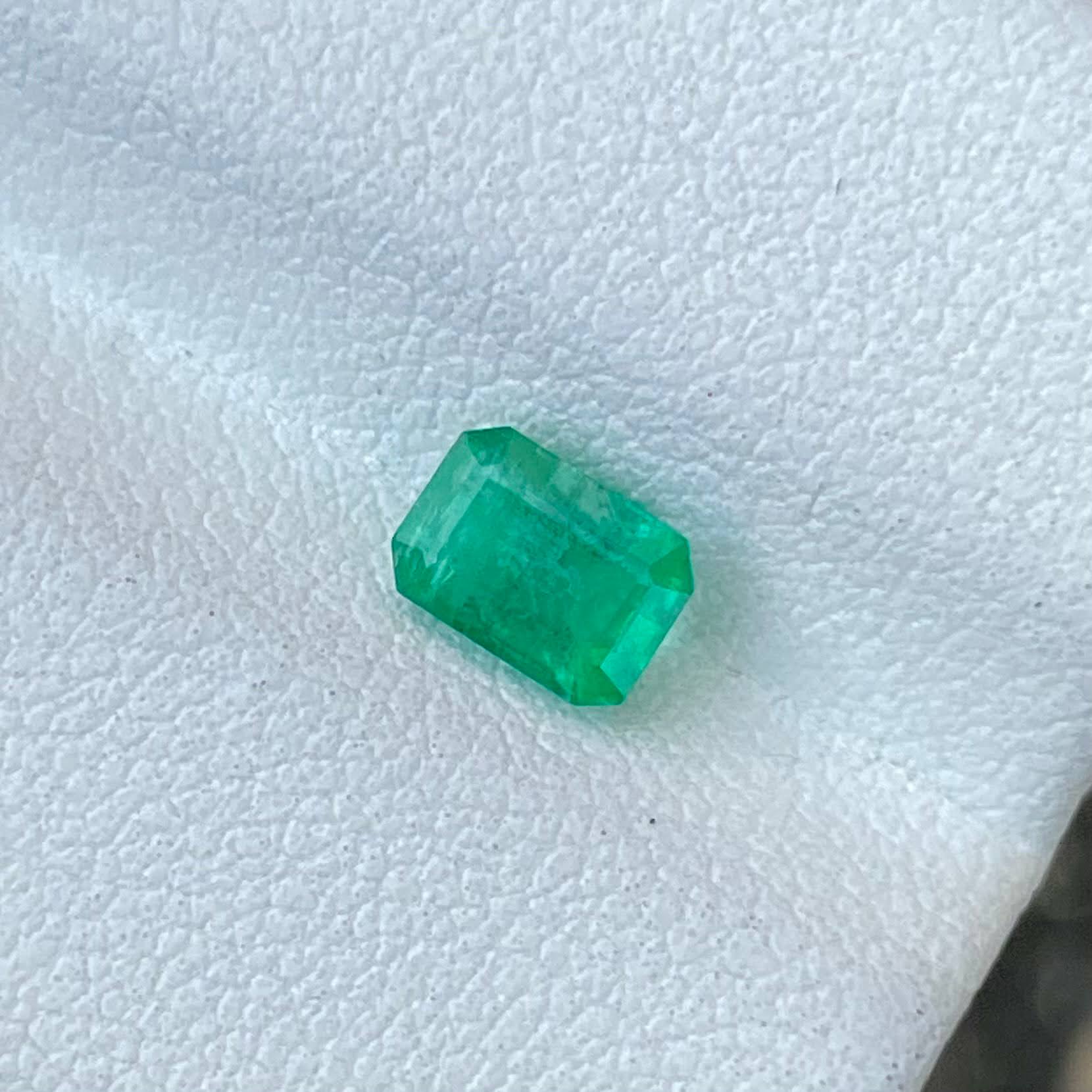 0.69ct Intense Green Zambian Emerald Emerald Cut