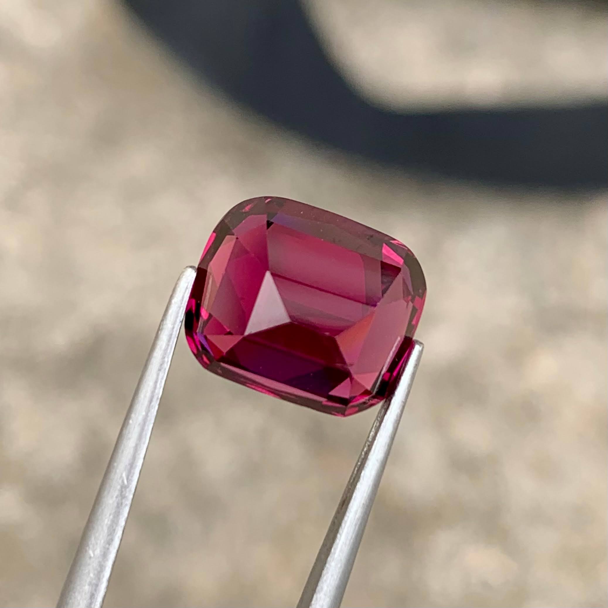 6.36ct Pinkish Red Garnet Cushion Cut