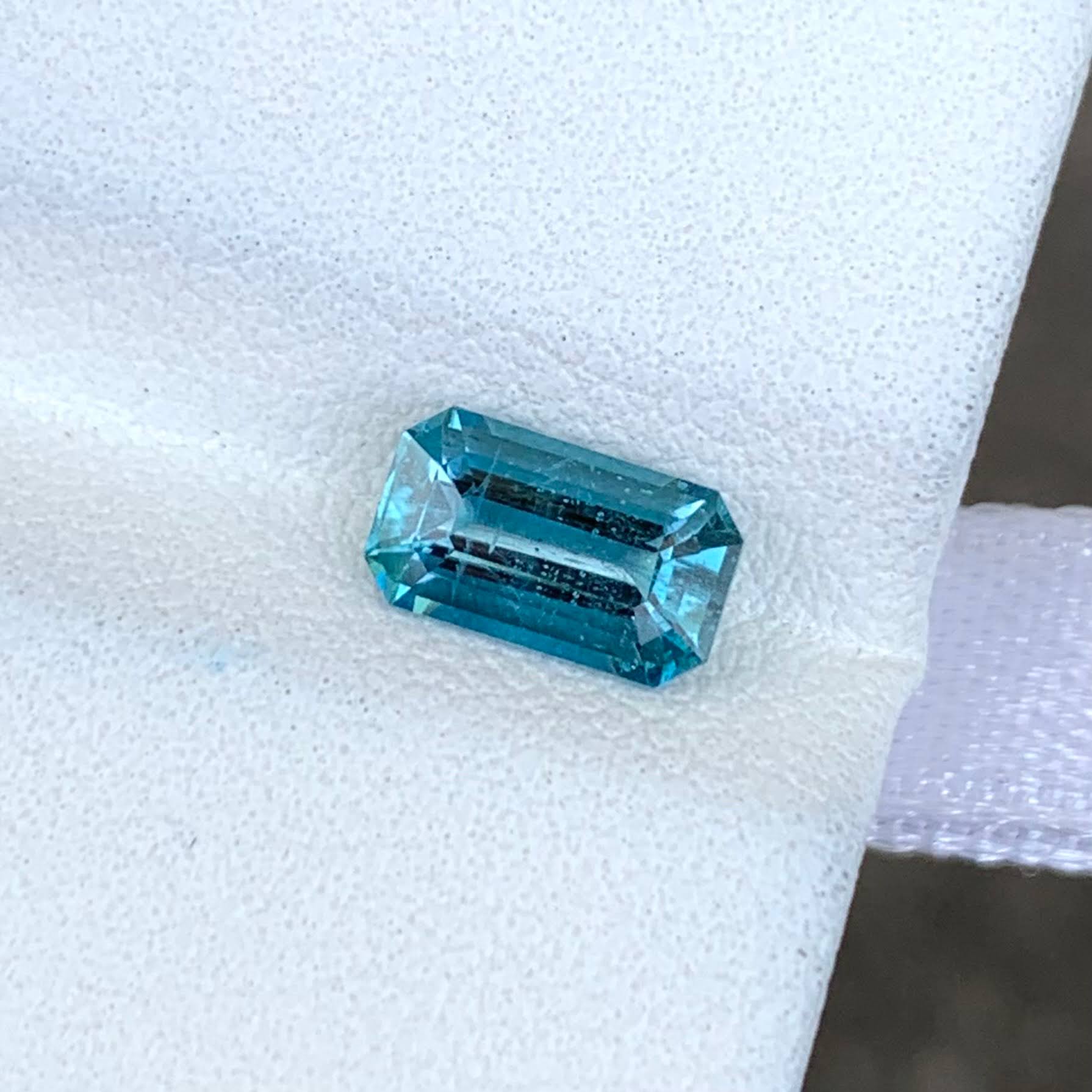 0.97 Ct Intense Blue Aquamarine Emerald Cut