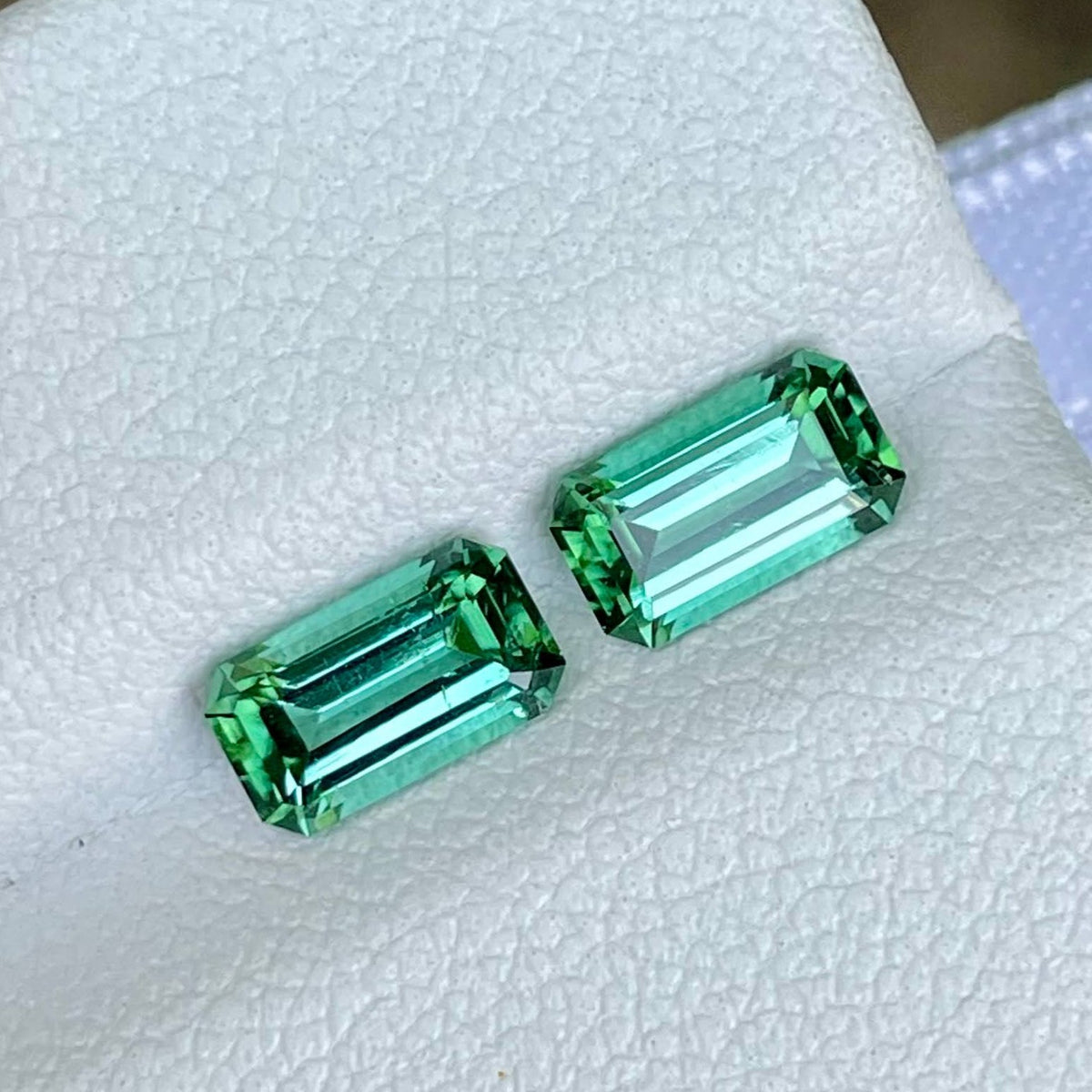 1.75 Carat Mint Green Tourmaline Pair