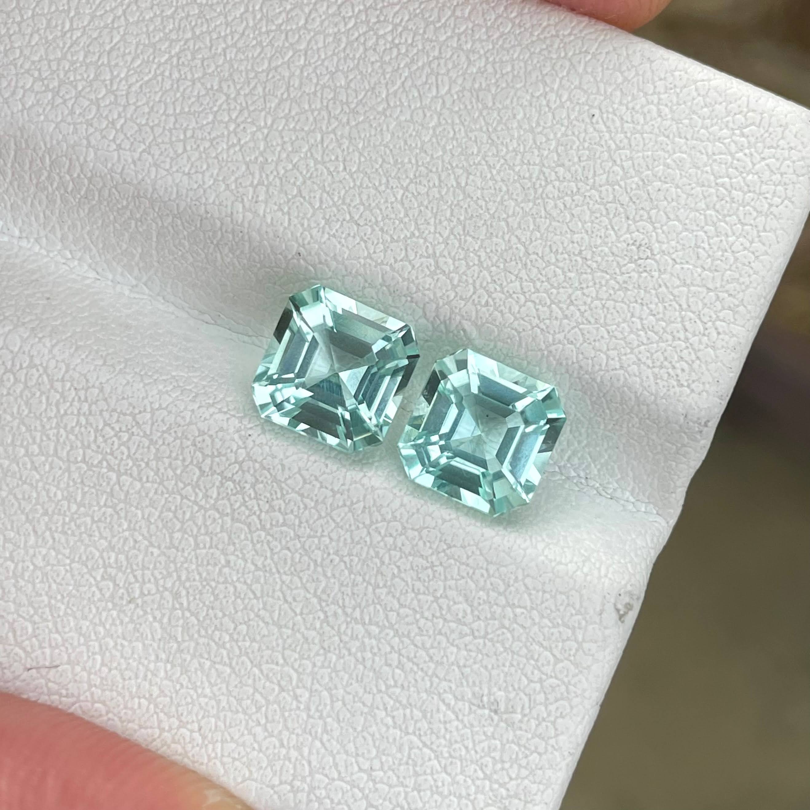 3.51 Carats Sea Foam Aquamarine Pair