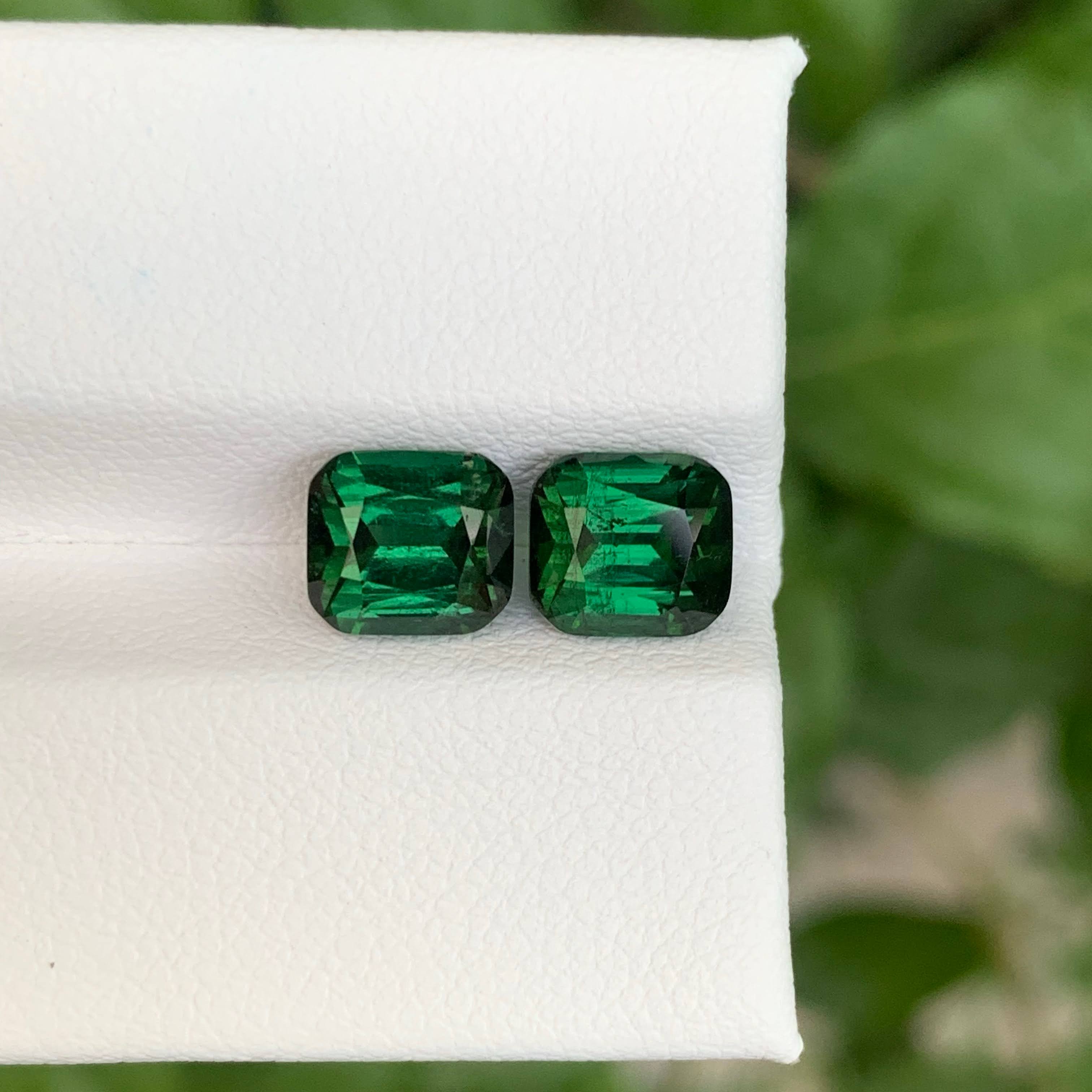 4.00 Carat Green Cushion Tourmaline Pair