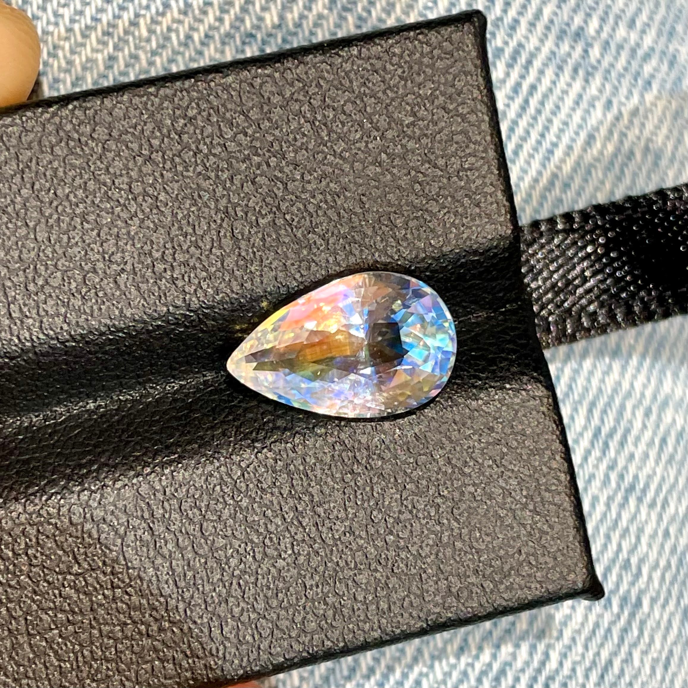 2.86 Carats Rainbow Moonstone Pear Cut