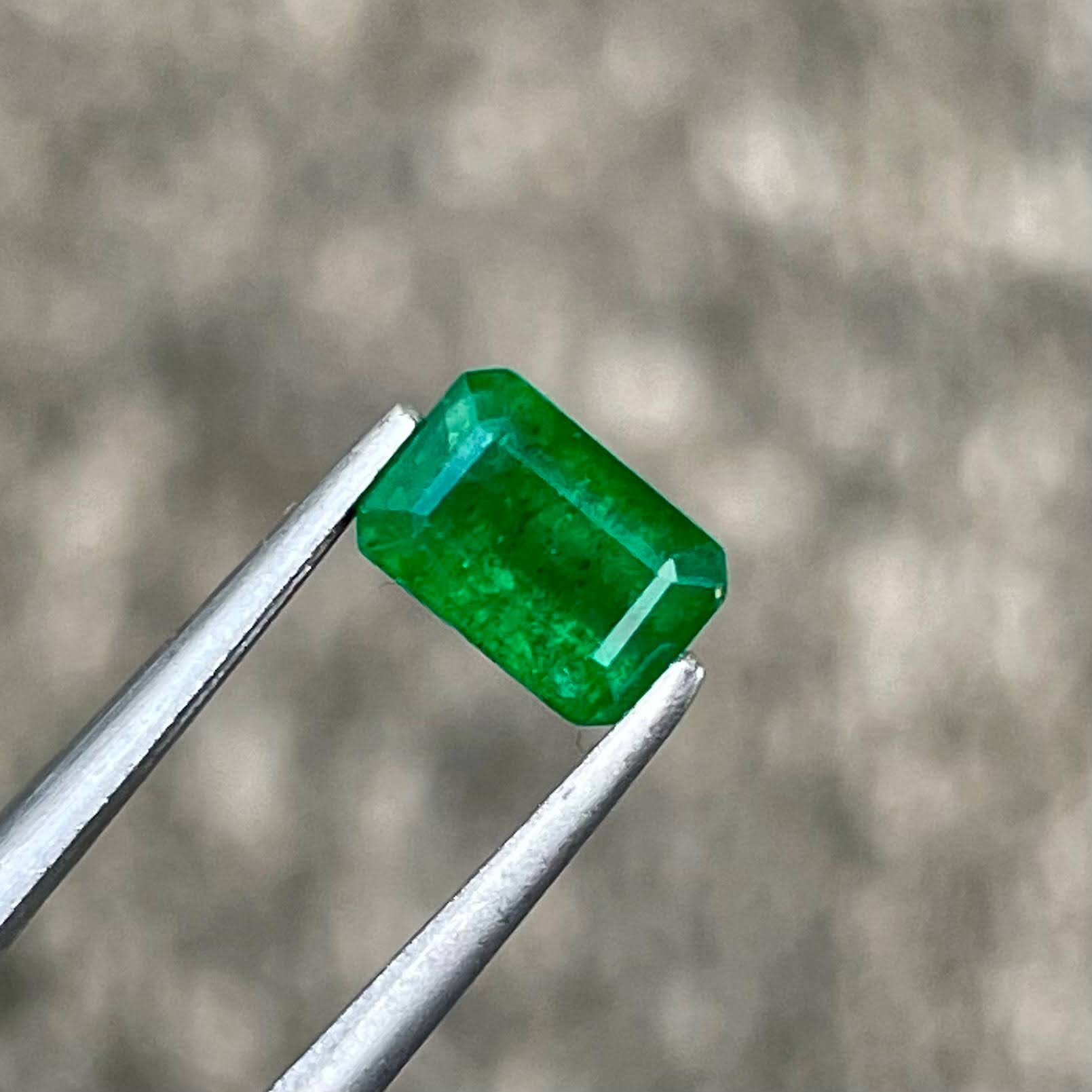 0.68ct Vivid Green Zambian Emerald Cut Emerald