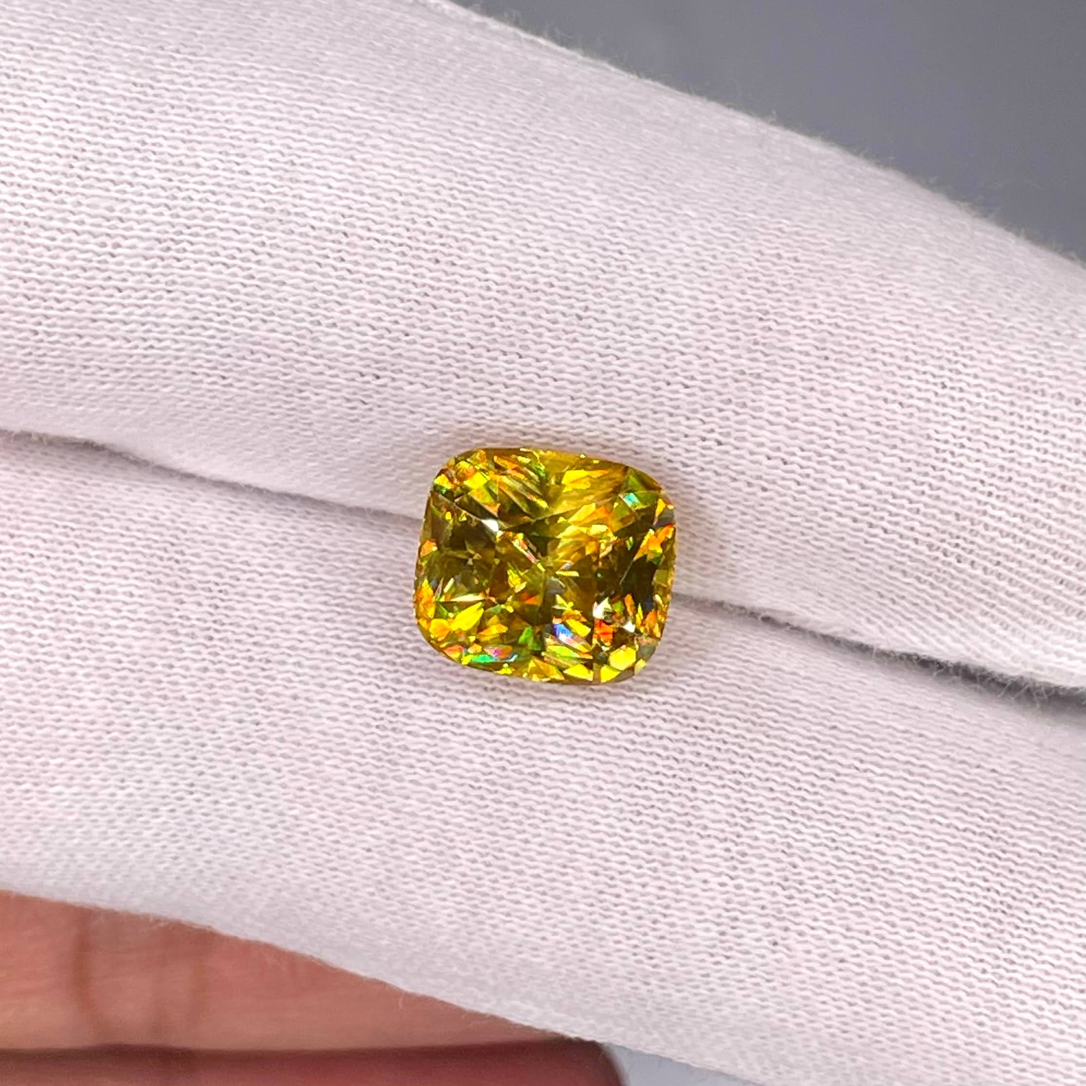 6.15 carats Fine Quality Sphene Stone Fancy Cushion Cut Madagascar's Gemstone