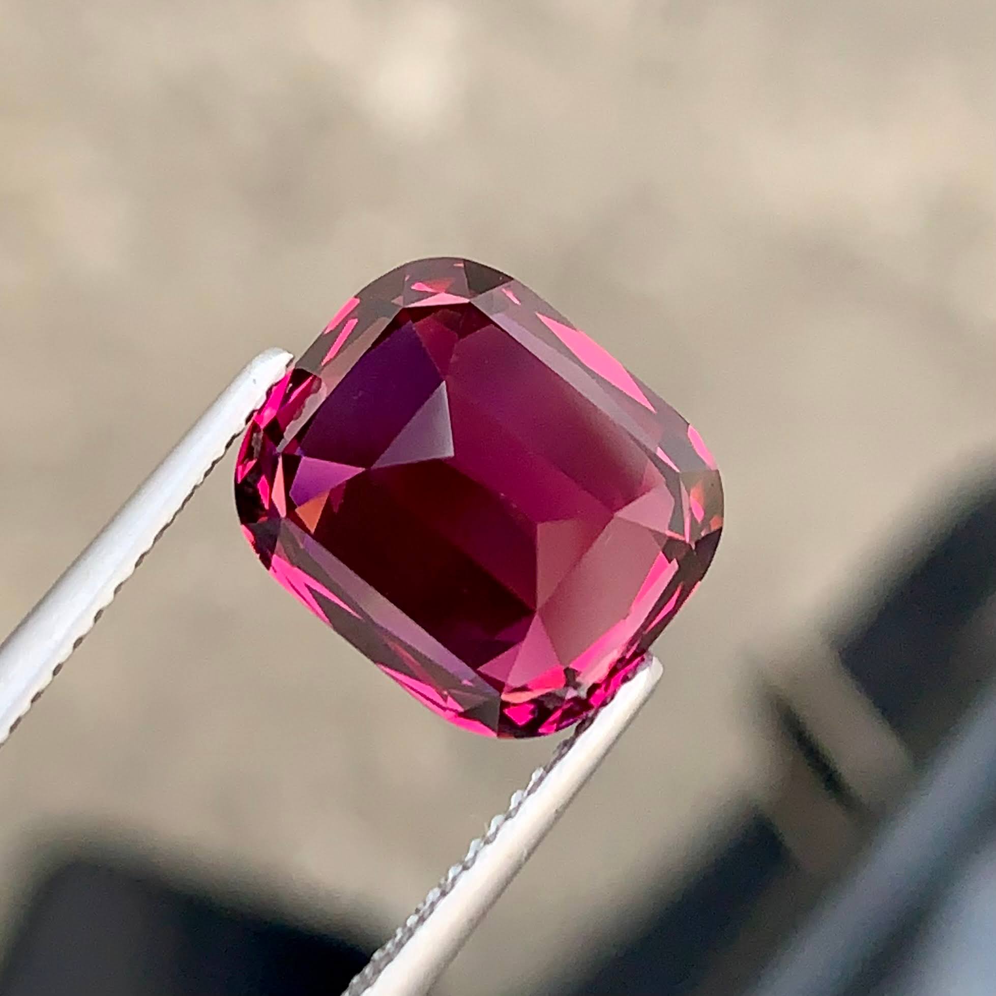 8.15ct Vibrant Pinkish Red Garnet Cushion