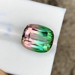 21.81 carats Natural Bicolor Tourmaline Stone Cushion Cut Afghan Gemstone