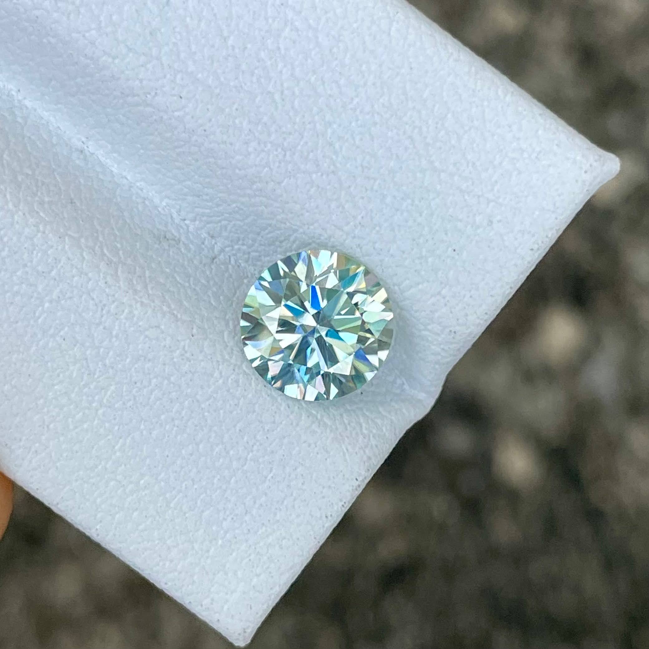 1.85 Carats Round Lab Grown Moissanite