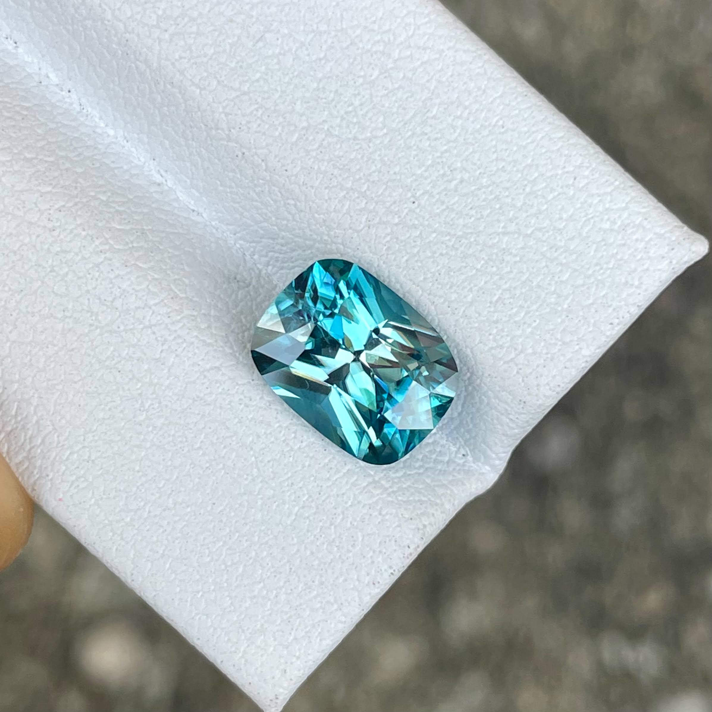 4.64 Carats Blue Cushion Zircon Stone