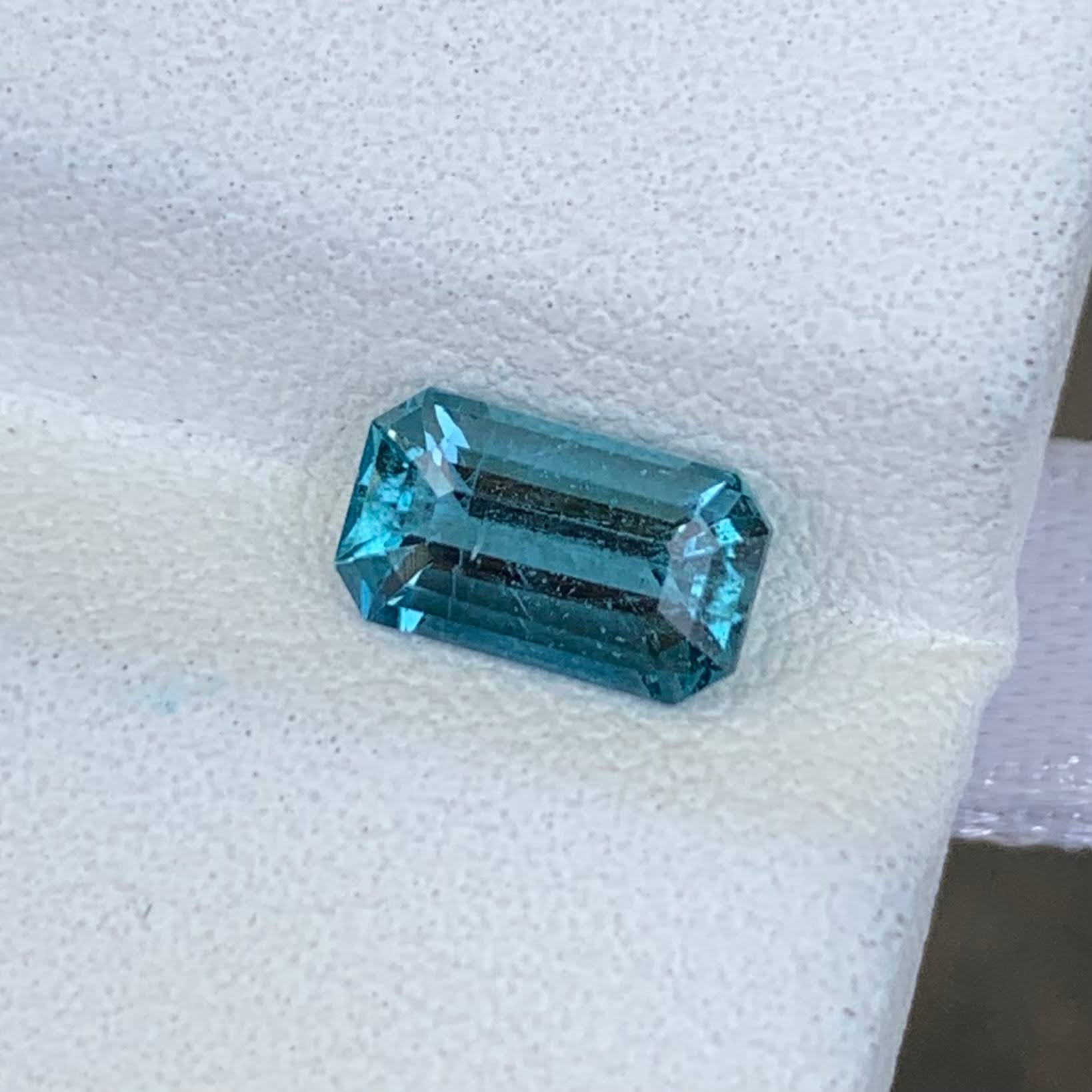 0.97 Ct Intense Blue Aquamarine Emerald Cut