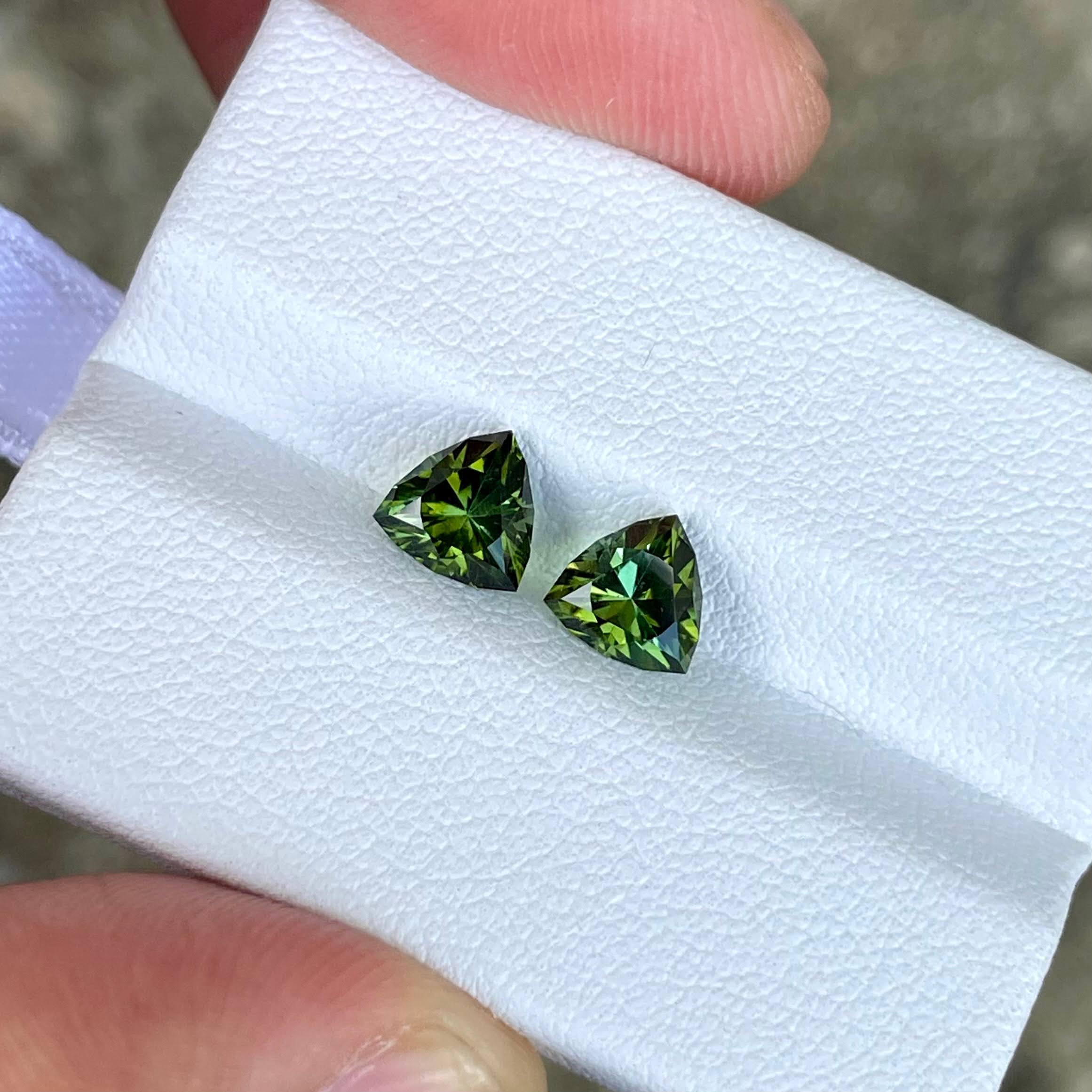 1.80 Carats Olive Tourmaline Gem Pair