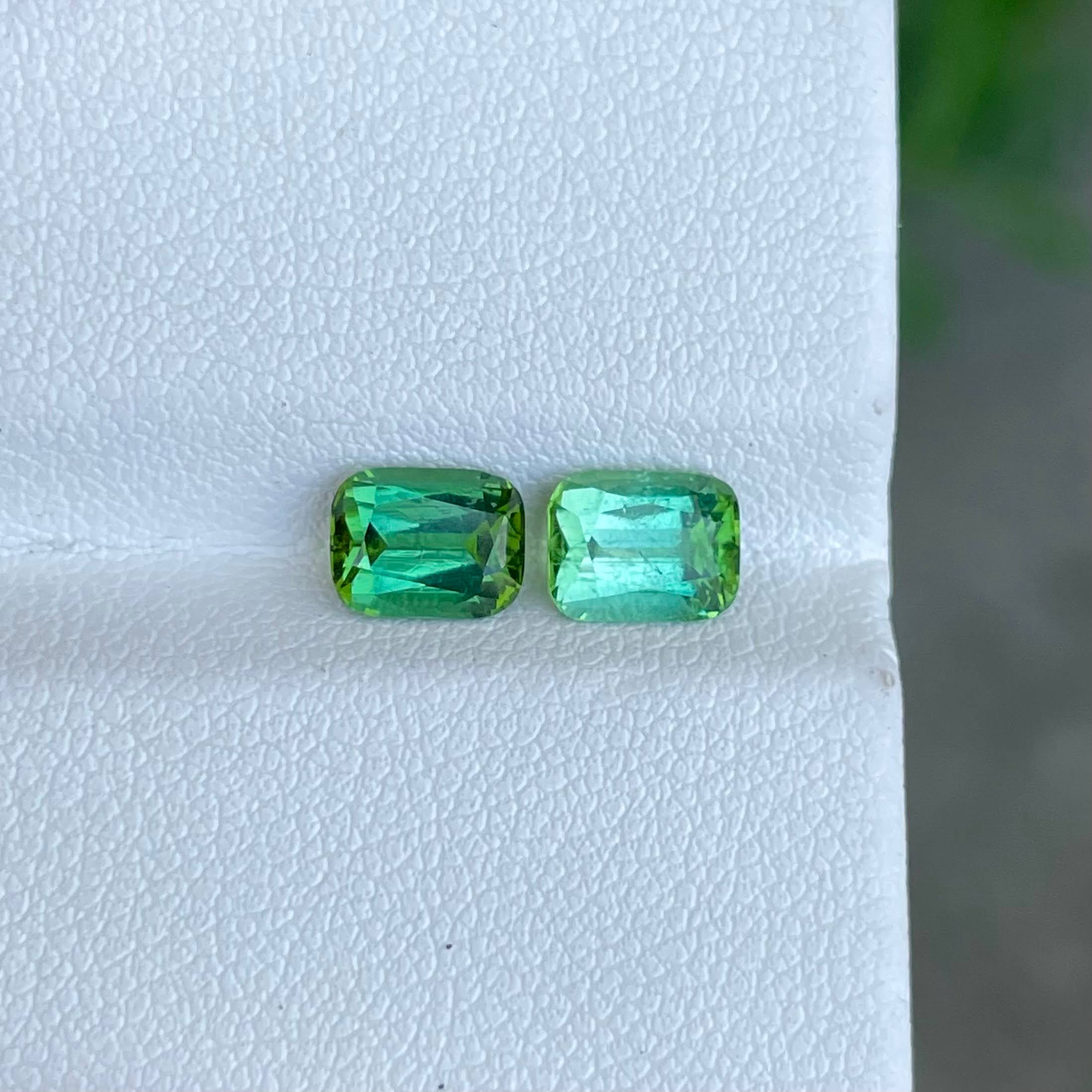 2.17 Carat Light Green Tourmaline Pair