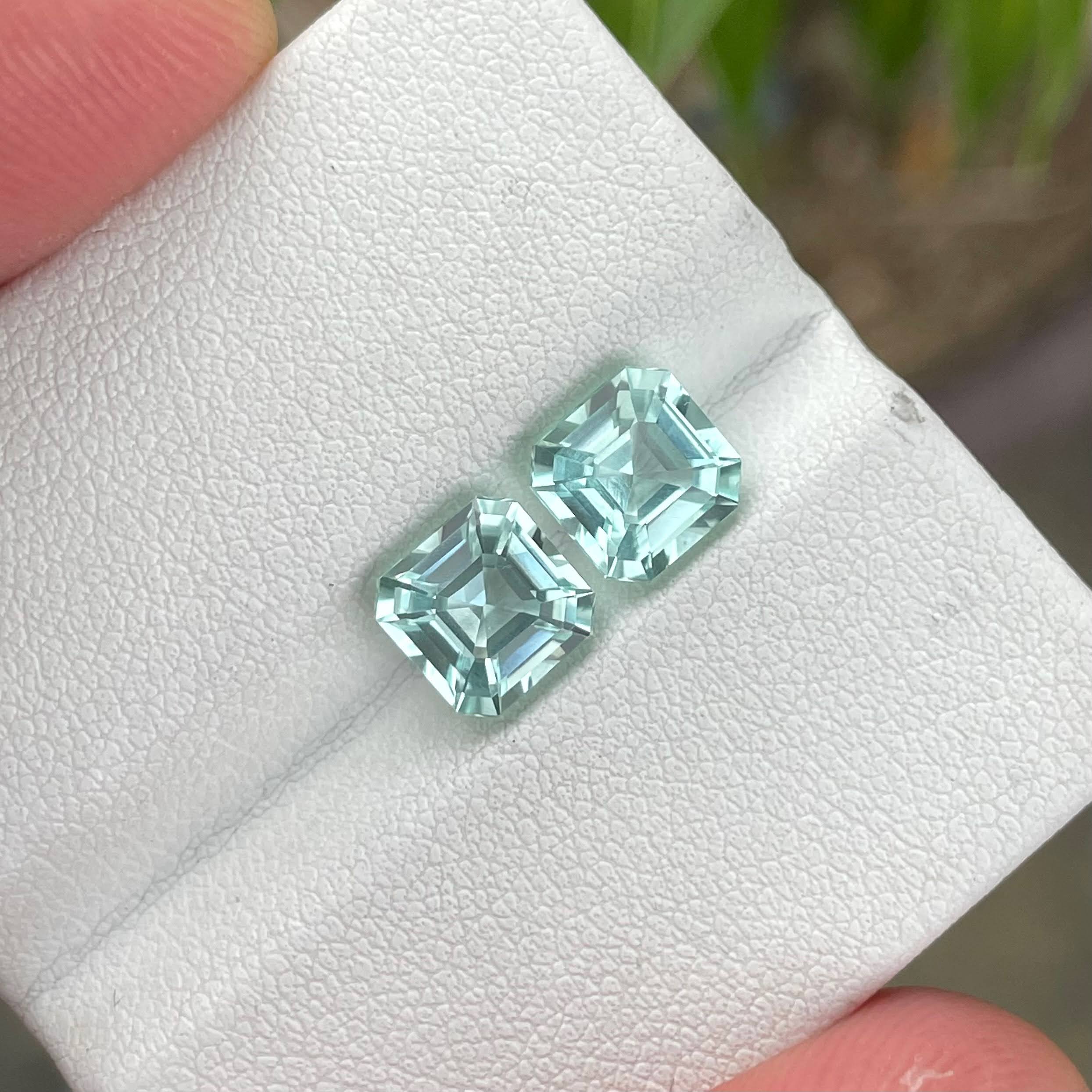 3.51 Carats Sea Foam Aquamarine Pair