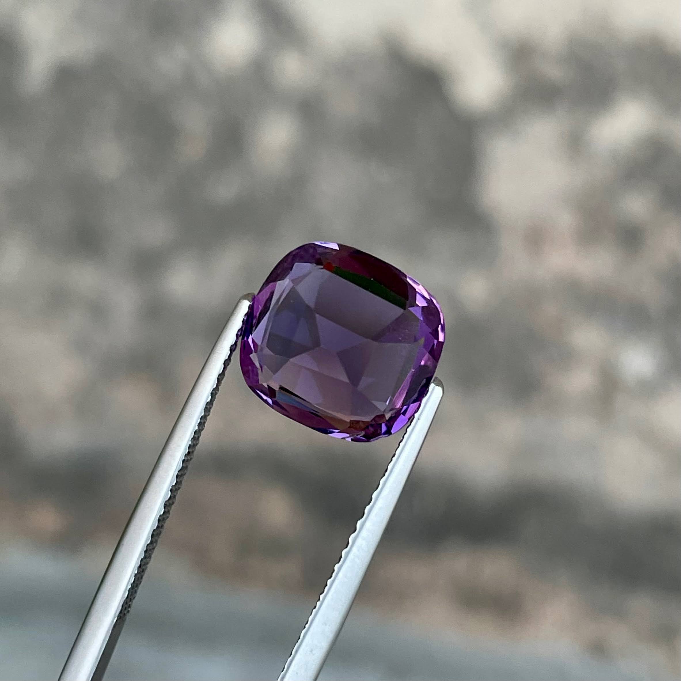 4.35 Carat Cushion Cut Purple Amethyst