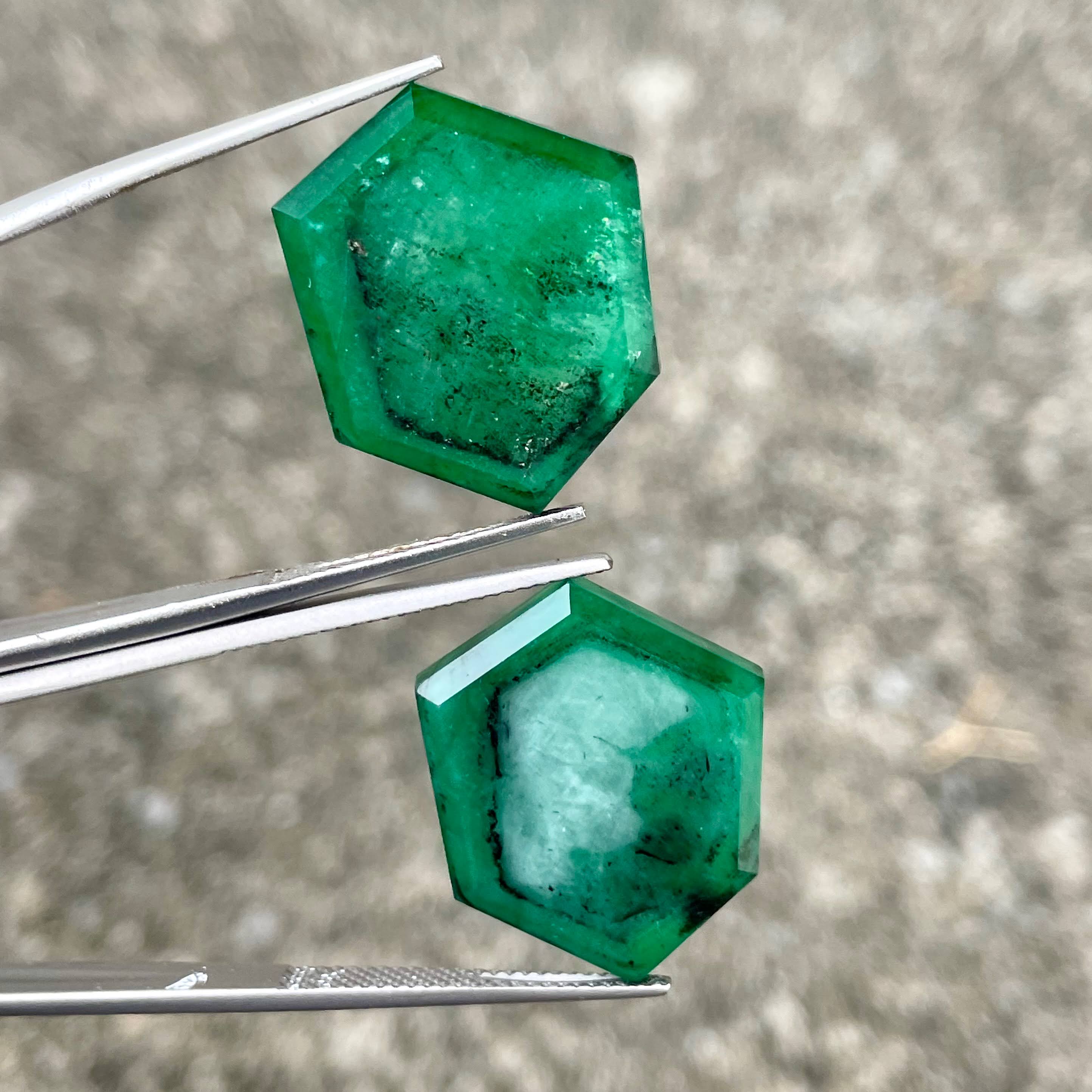 29.9 Carats Swat Emerald Sliced Pair