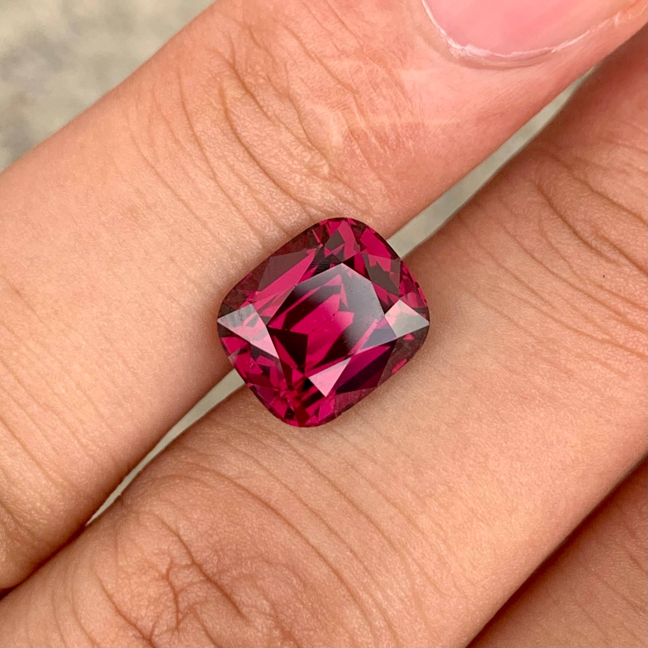 6.36ct Pinkish Red Garnet Cushion Cut