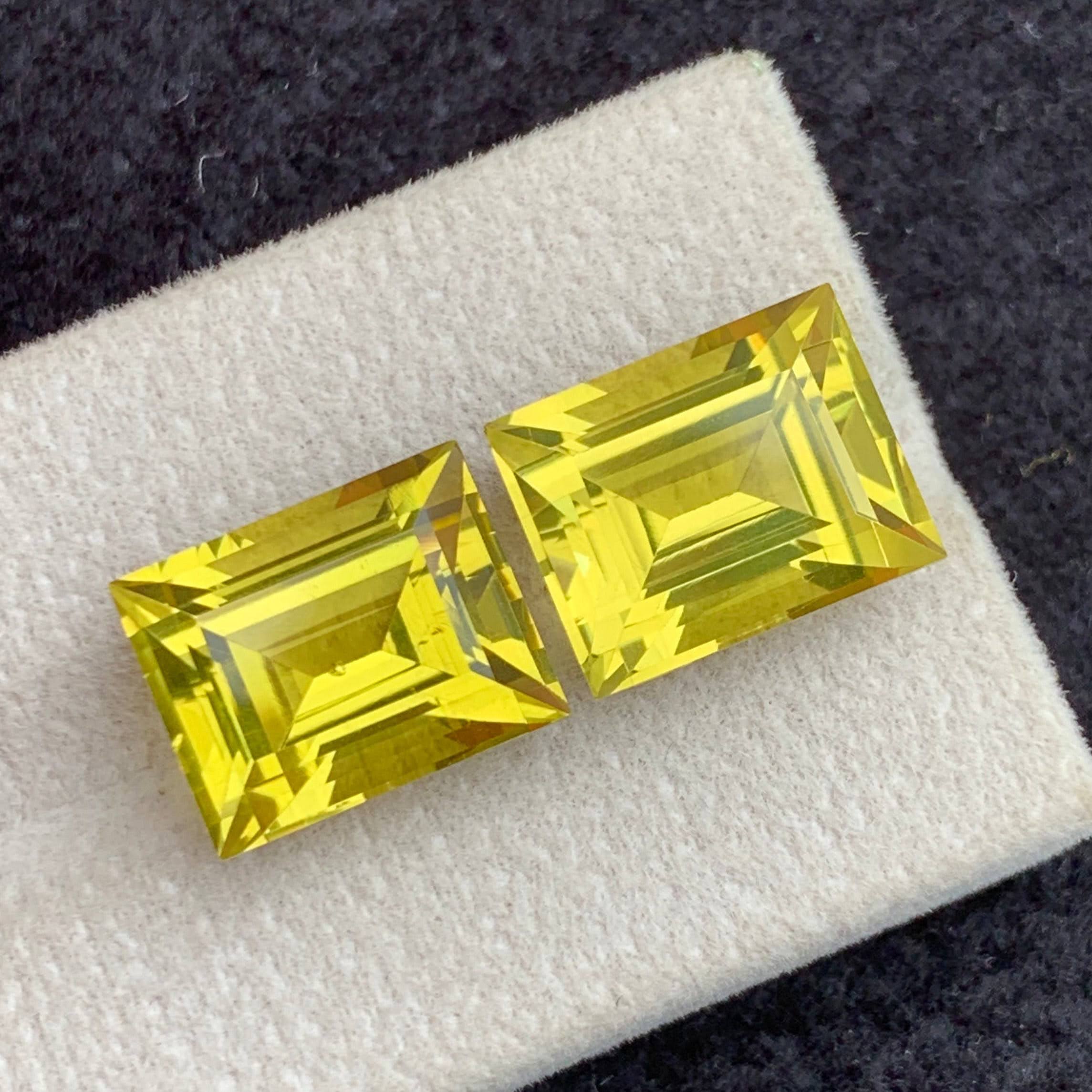 Yellow Lemon Quartz Pair