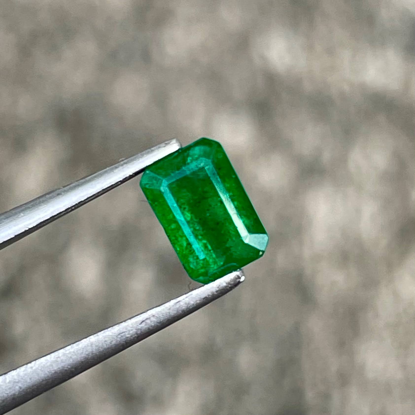 0.68ct Vivid Green Zambian Emerald Cut Emerald