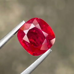 1.36 Carats Certified Hot Red Ruby Stone Cushion Cut Natural Mozambique's Gemstone