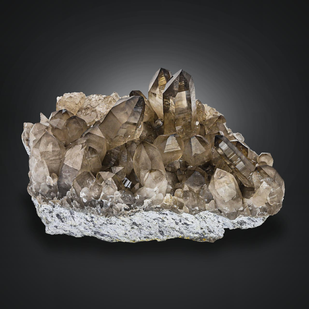 Robust Cluster of Brown Smoky Quartz Crystals on Matrix from Afghanistan