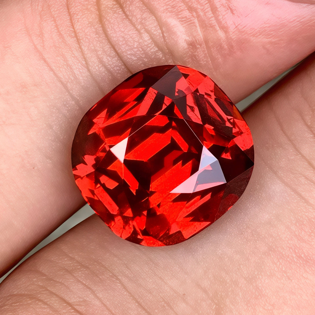 11.73 Carats Reddish Orange Spessartite Garnet Cushion Cut from Tanzania