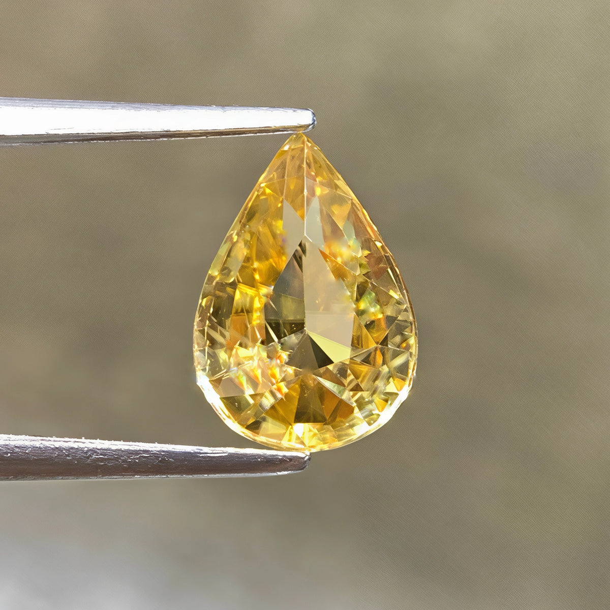 2.53 Carats Vivid Yellow Zircon Pear Faceted Madagascar Gemstone