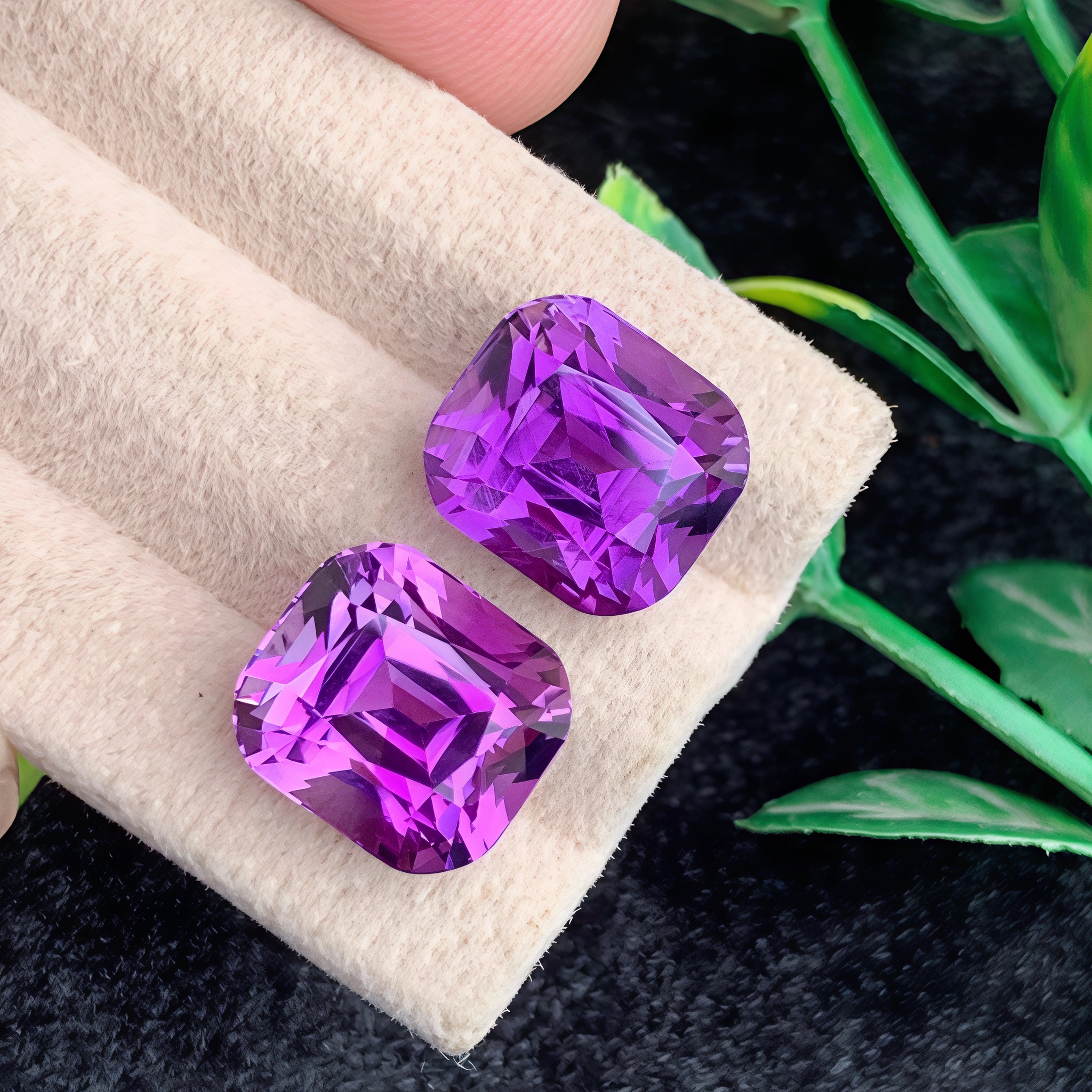 15.67ct Pink Purple Amethyst Pair Cushion